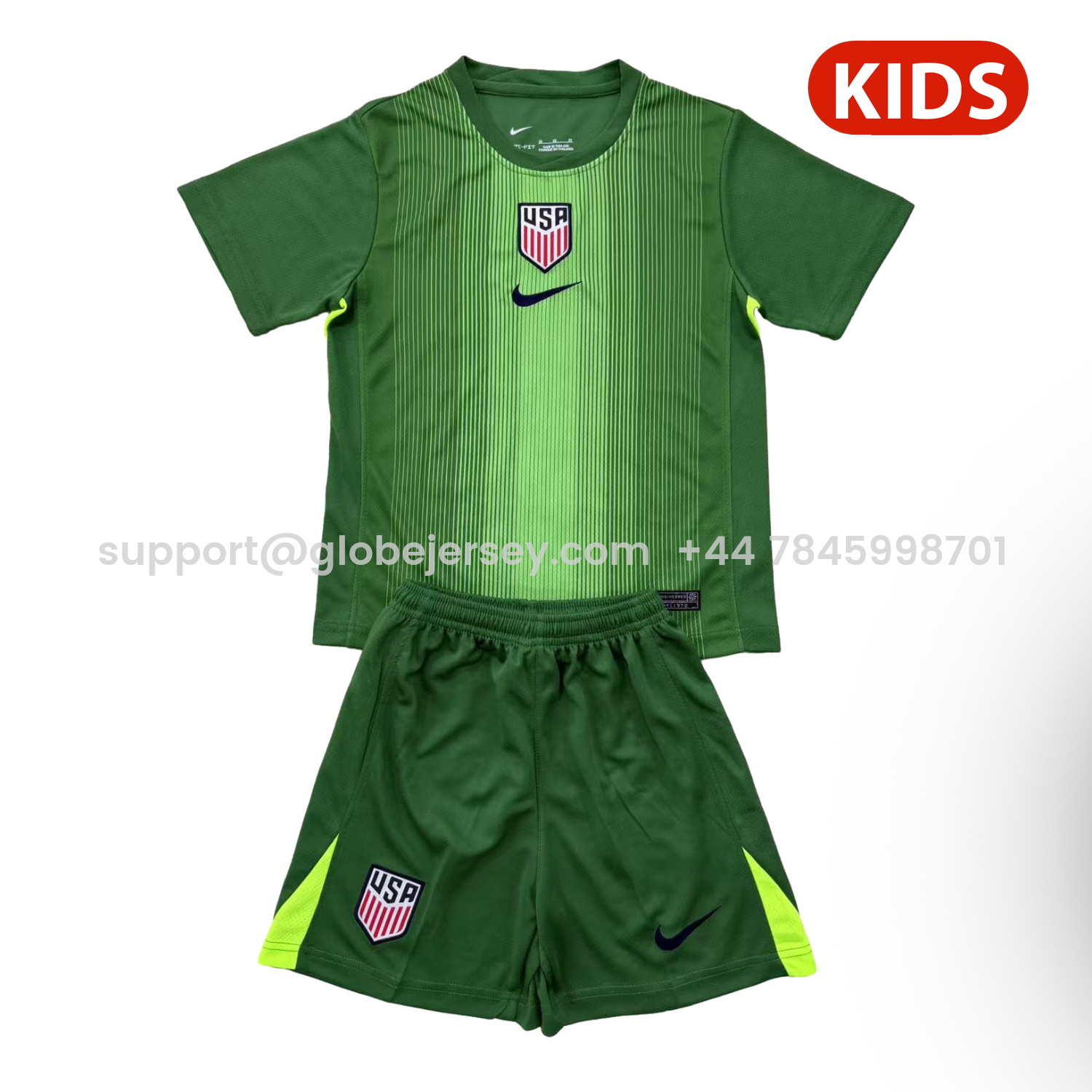United States USA 25-26 Green Goalkeeper Kids Kit