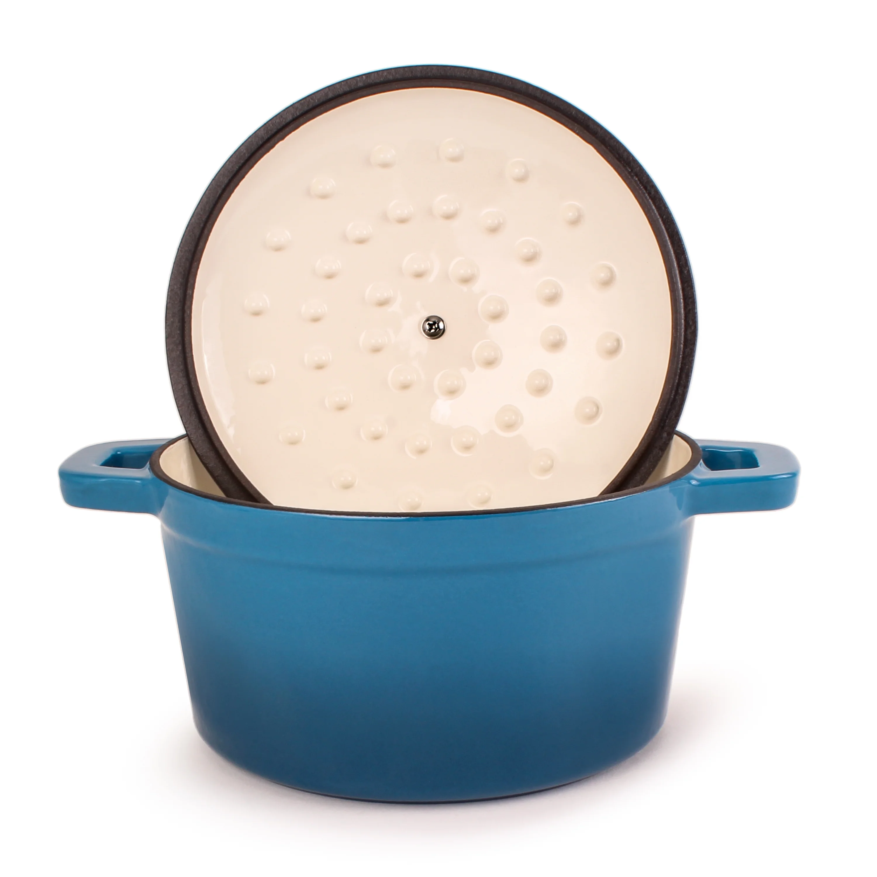 BergHOFF Neo 4Pc Cast Iron Set: 3qt. Covered Dutch Oven & 7qt. Covered Stockpot, Blue