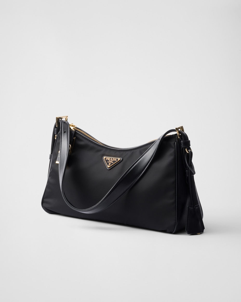 Aim??e Large Re-Nylon and Leather Shoulder Bag With Padlock