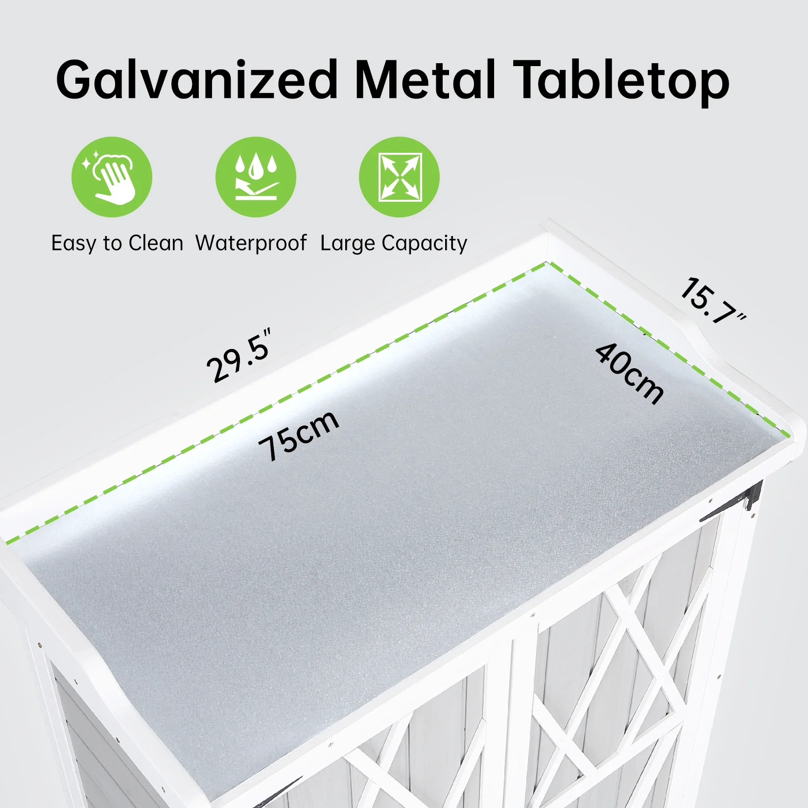 Garden Potting Bench Table,Outdoor Garden Horticultural Wooden Storage Cabinet & Wood Planting Work Bench with Adjustable Shelf & Metal-Plated Tabletop,Double-Door Work Bench for Backyard Patio Lawn