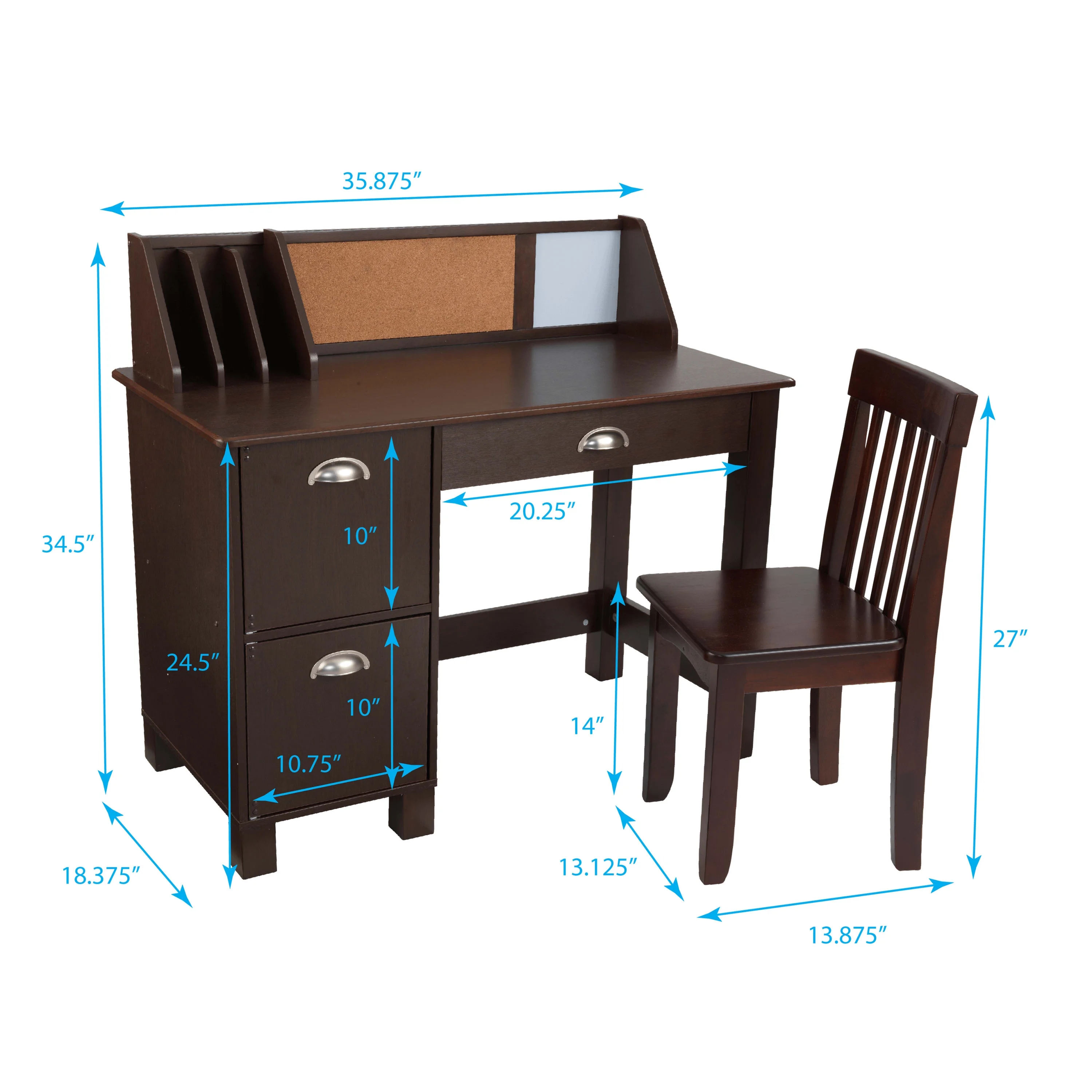 KidKraft Children's Wooden Study Desk with Chair, White, for Ages 5