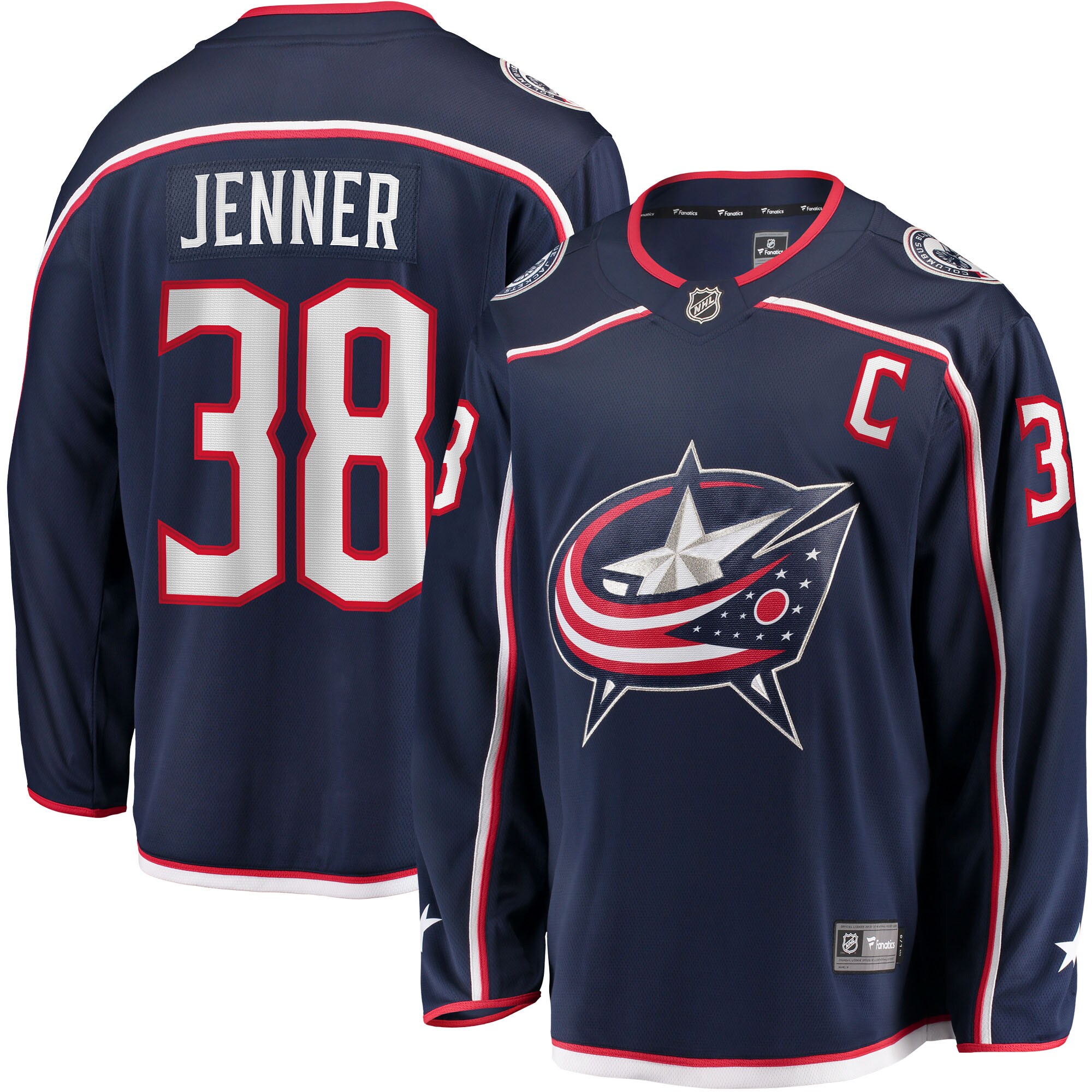 Boone Jenner Columbus Blue Jackets Home Captain Patch Breakaway   Jersey – Navy