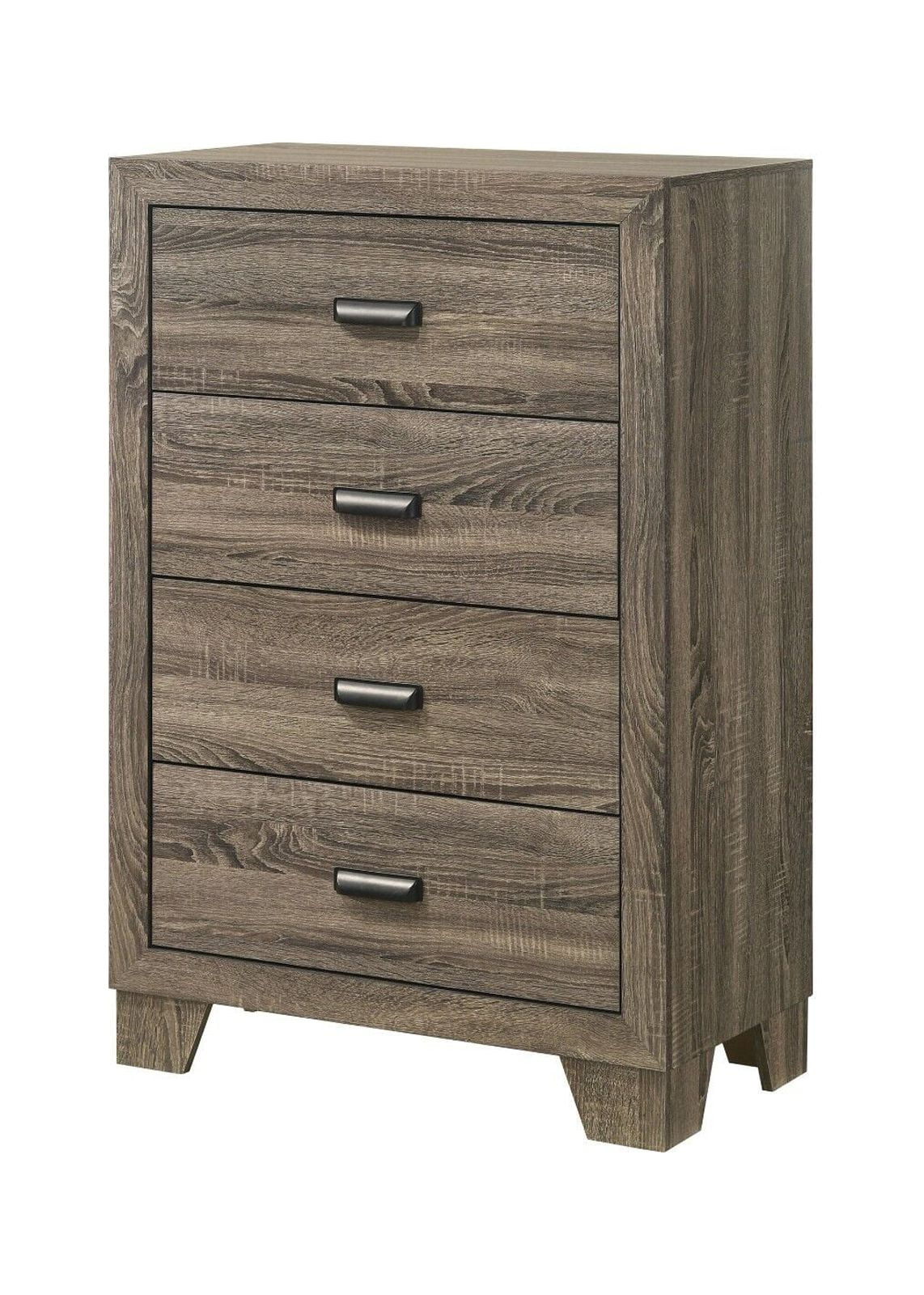 Beautiful Gray Finish 3Pc Queen Size Panel Bed Nightstand Chest Wooden Furniture Set