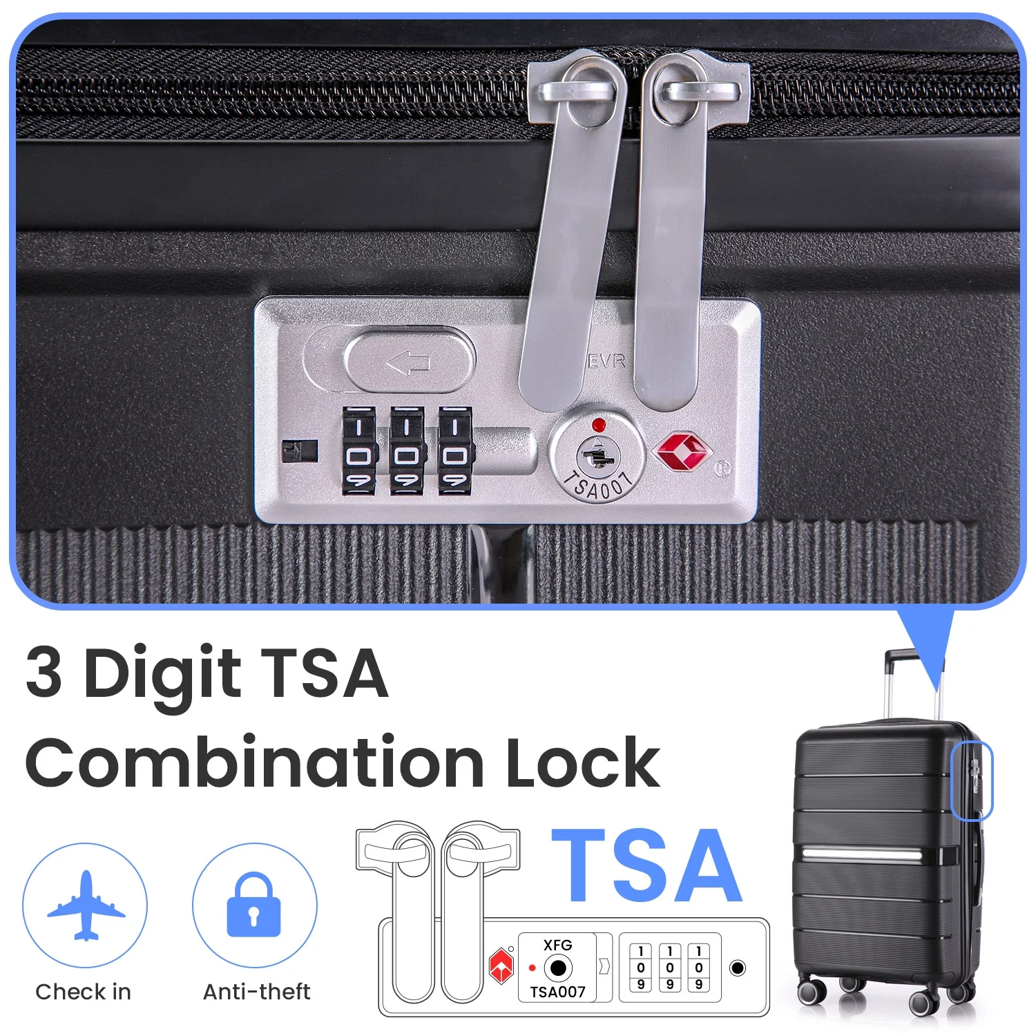 4 Piece Luggage Set, Expandable Lightweight Suitcase Set, PP Materials Travel Luggage with TSA Lock Spinner Wheels, White (14/20/24/28)