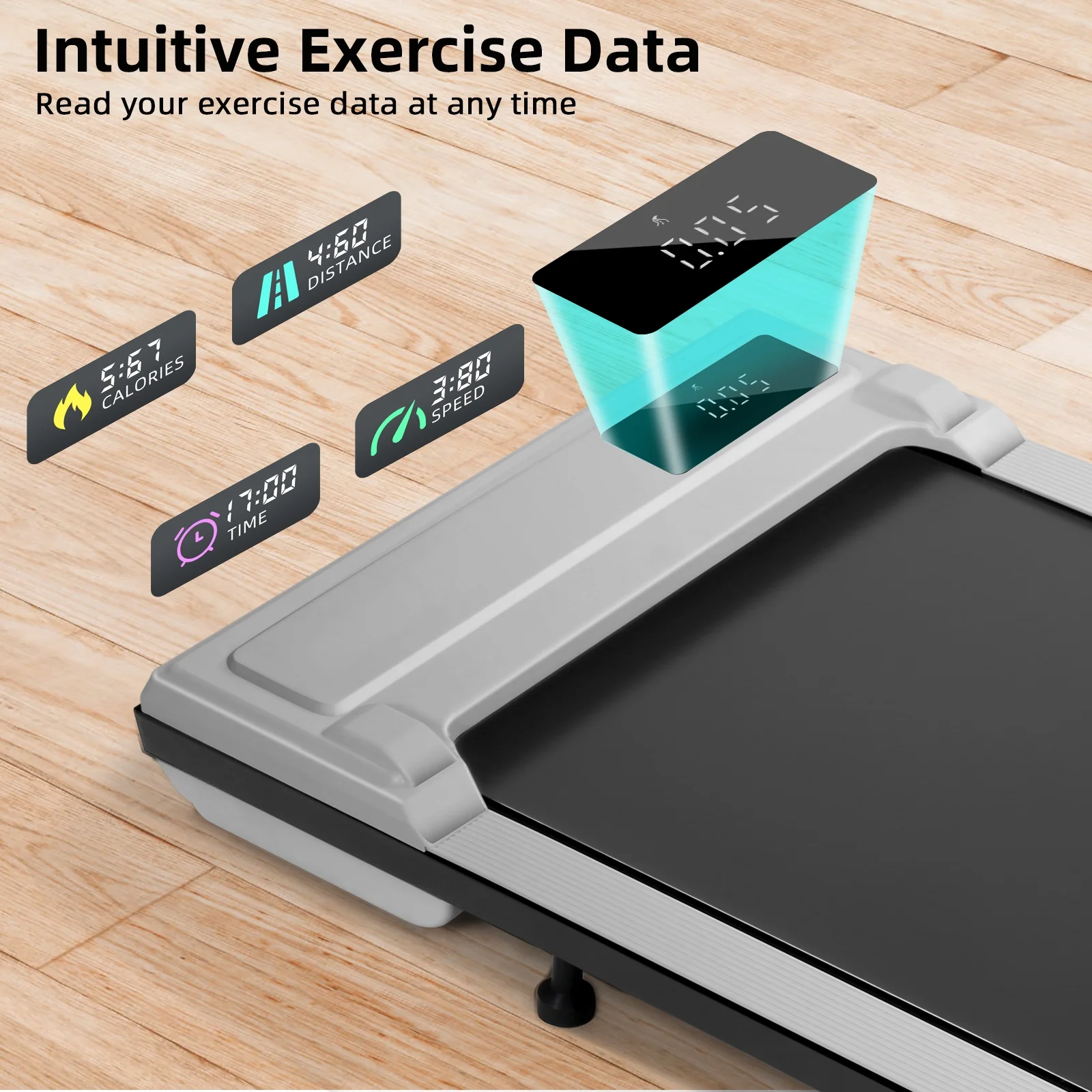 Walking Pad Treadmill, 2.5HP Under Desk Treadmill with Remote Control and LED Display, Portable Walking Treadmill for Home Office, Walking Jogging Machine with 300 lbs Weight Capacity