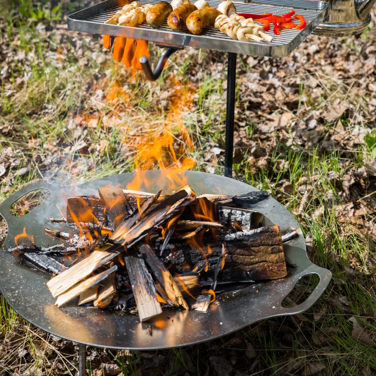 Petromax Campfire Griddle and Fire Bowl, Steel with 3 Removable Legs for Outdoor Campfire Cooking, Grilling and Frying or Build Fire Directly in Bowl, 15