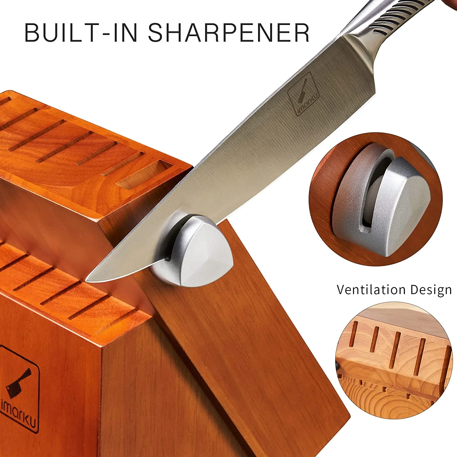imarku | 14-Piece Knife Set High Carbon Japan Stainless Steel with Block and Sharpener