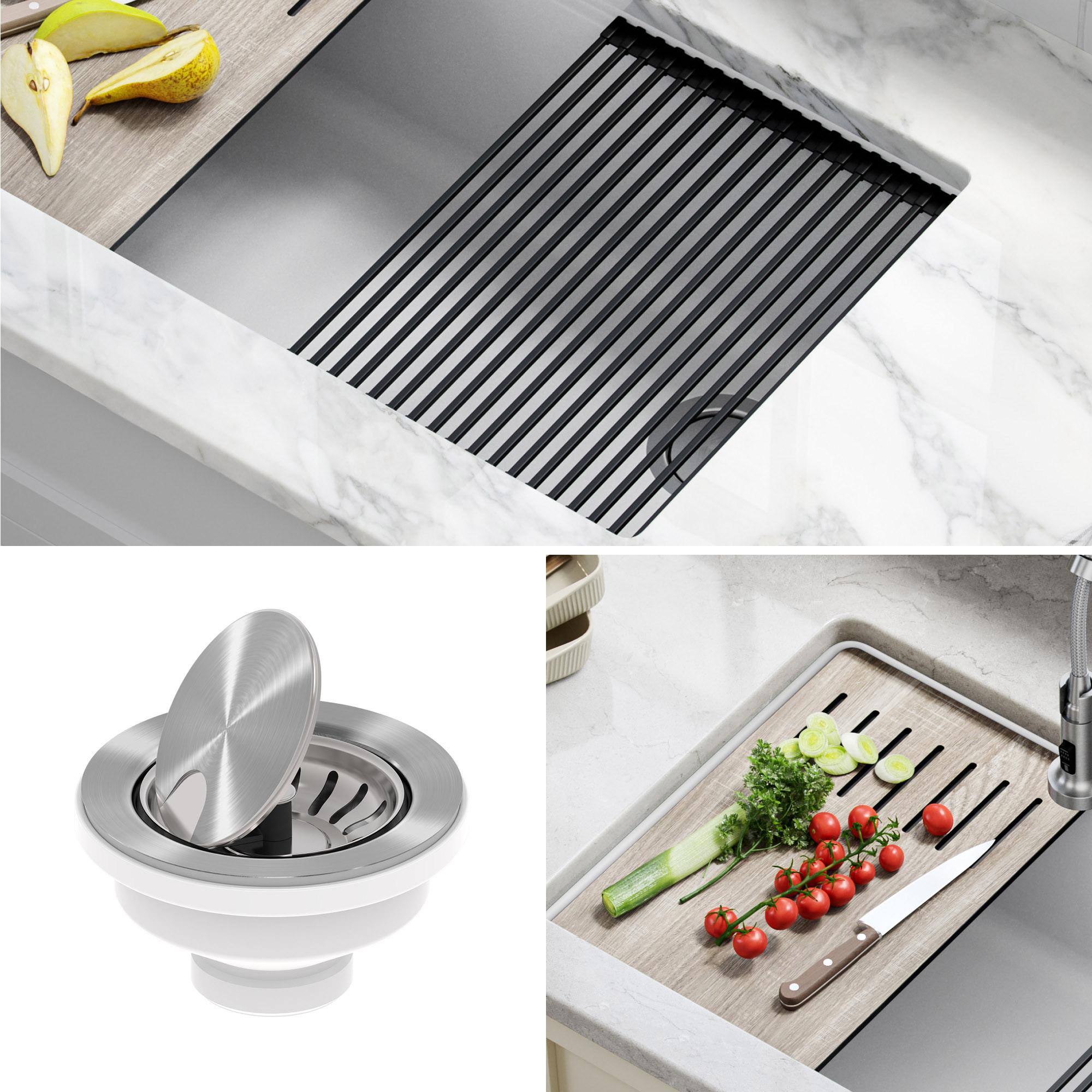 KRAUS 32' Undermount Single Bowl Granite Kitchen Sink with Commercial Kitchen Faucet