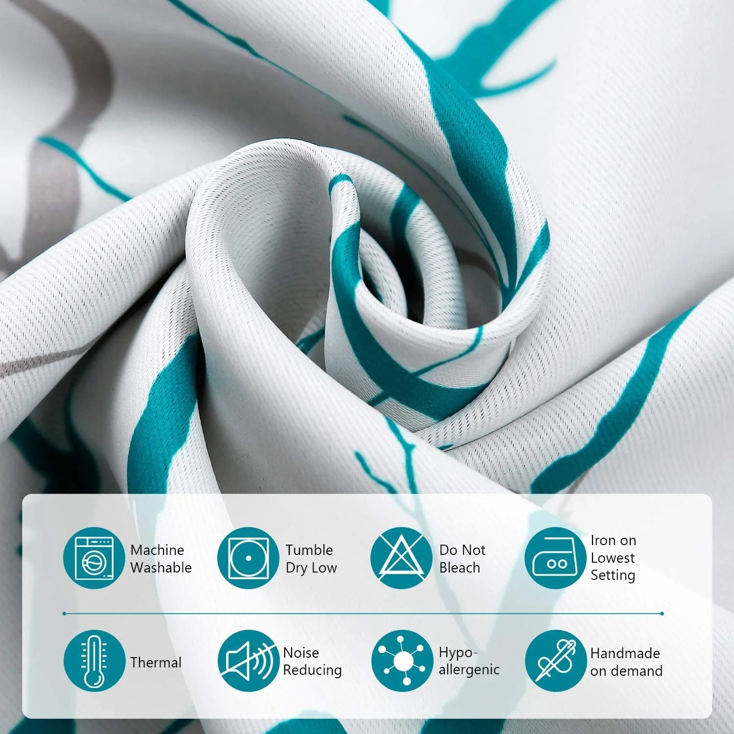 Anjee Blackout Curtains 96 Inches Long Set of 2 for Bedroom, Teal Tree Print Fashion Grommet Light Blocking Window Panels for Living Room 52