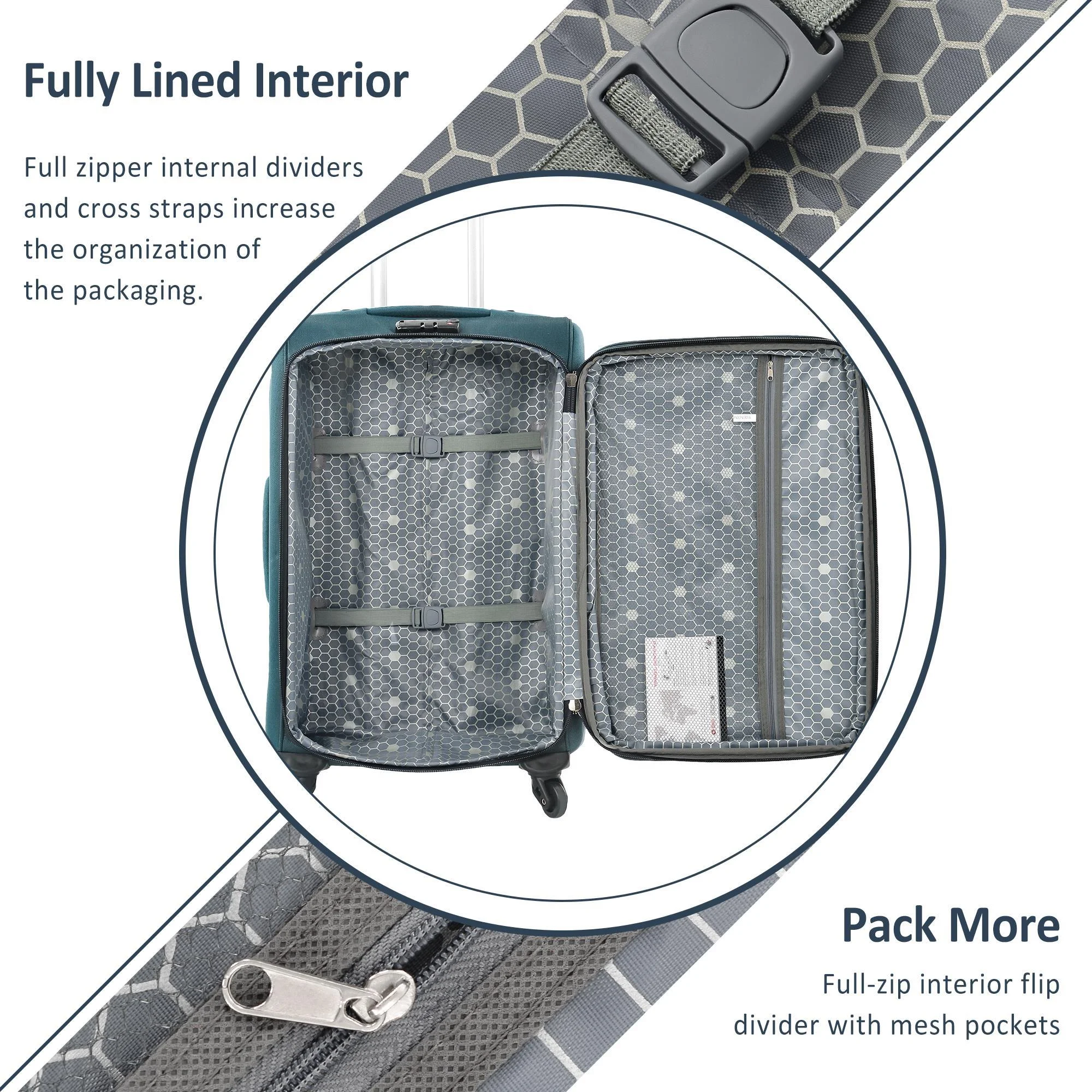 Zimtown 22in 26in 30in Softside Luggage, Expandable 3 Piece Set Suitcase Lightweight Luggage Travel Set, Black