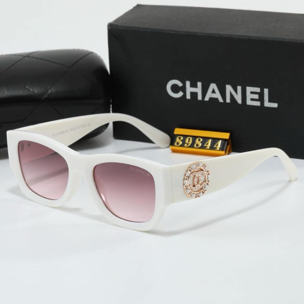 Chanel Cc Logo Square Sunglasses White In Pink