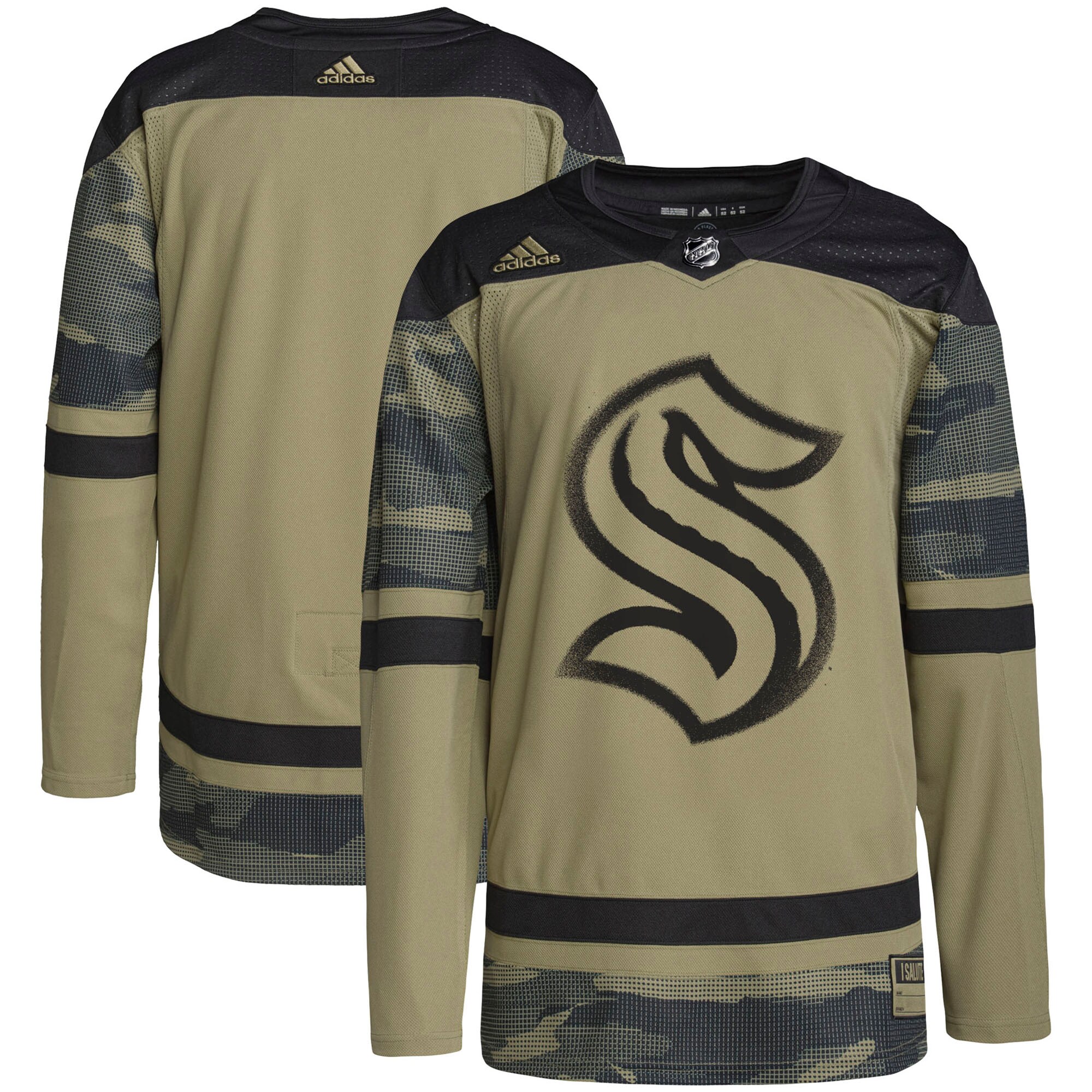 Seattle Kraken  Military Appreciation Team  Practice Jersey – Camo