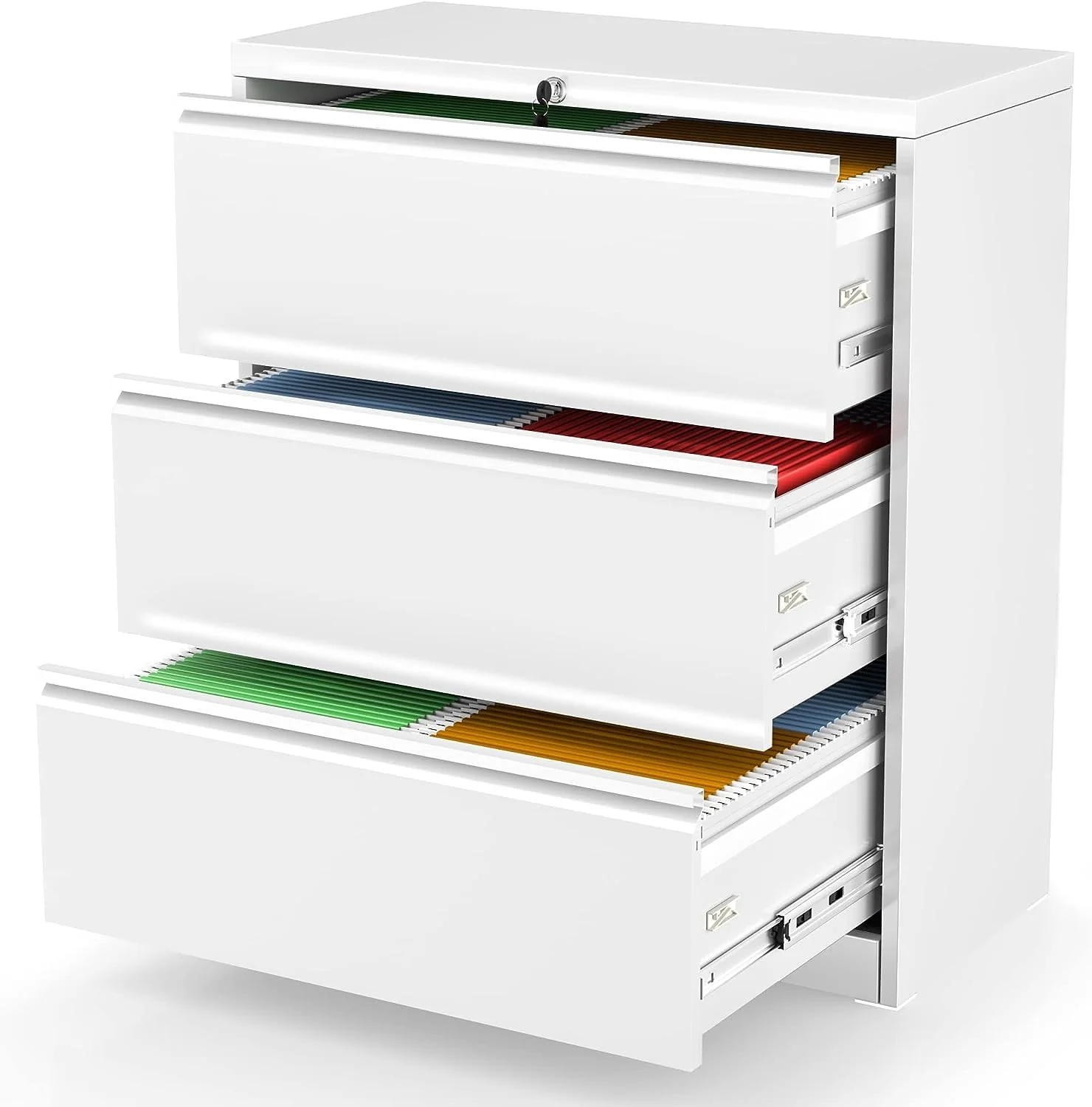 SUNCROWN 2 Drawer Lateral Metal File Storage  Cabinet with Lock for Legal/Letter A4 Size, Black