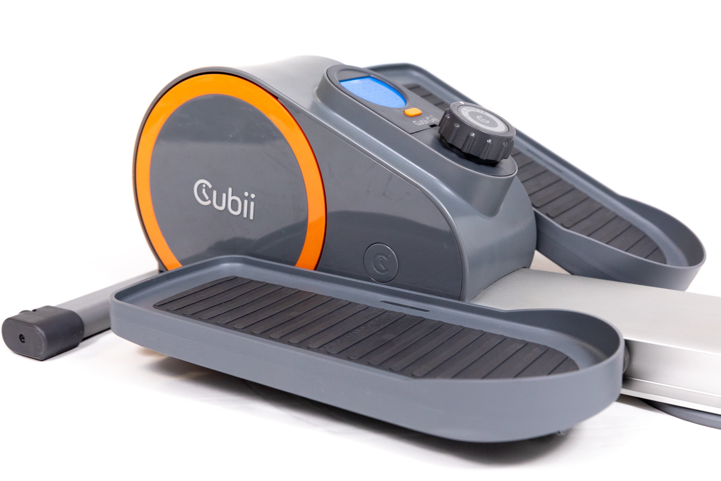 Cubii GO Aqua - Ultra Portable Under Desk Elliptical, Foot Pedal Exerciser Machine with Built-in Wheels, Easy Retractable Handle, Large LCD Fitness Tracker, Adjustable Resistance Levels
