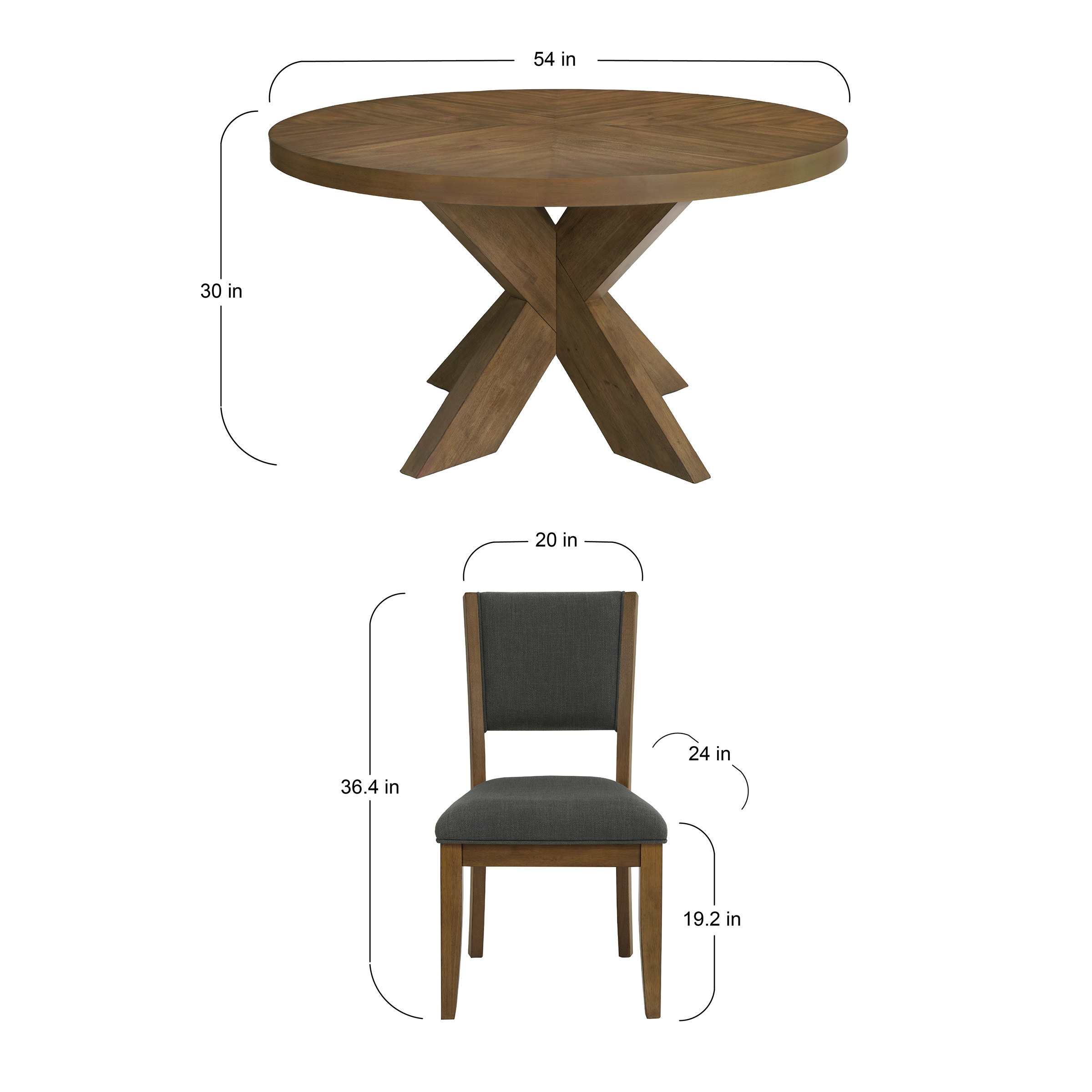 Zealand 54' Round Dining Table and 4 Chairs