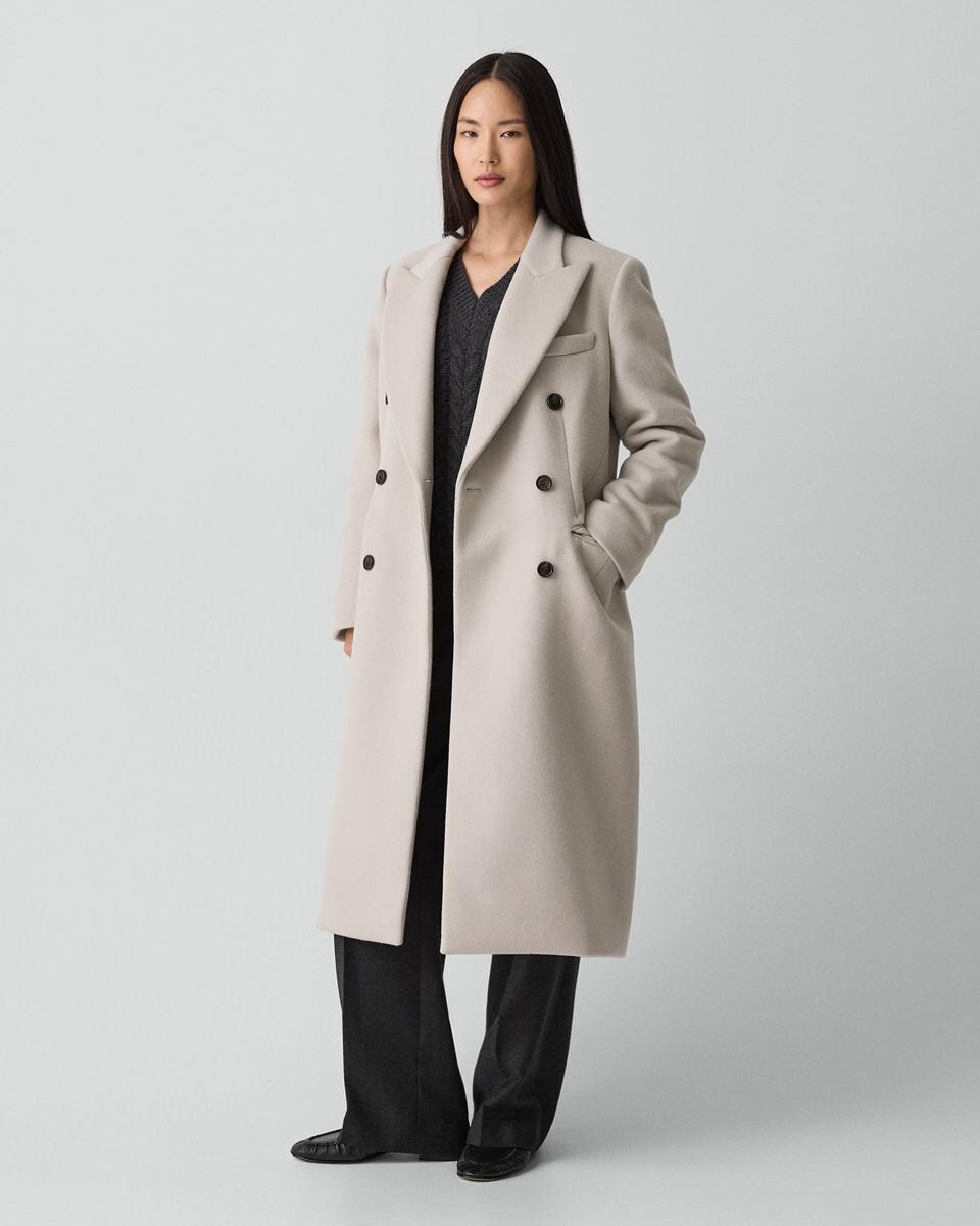 Double-Breasted Peacoat in Plush Melton