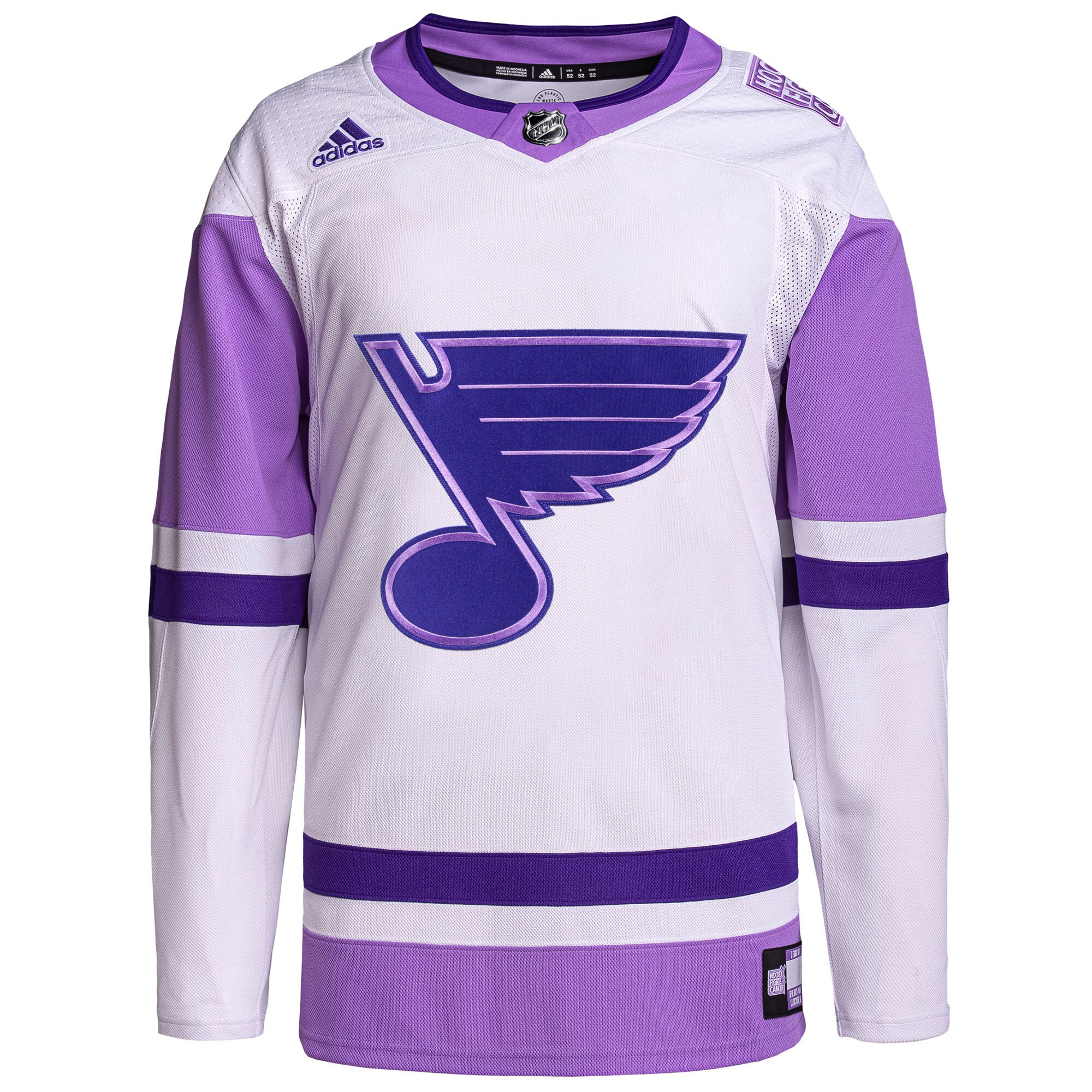 St. Louis Blues  Hockey Fights Cancer Primegreen  Custom Jersey – White/Purple