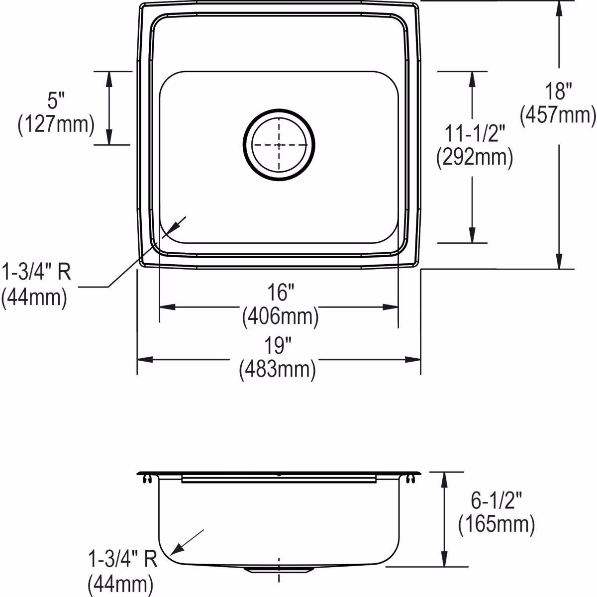 Elkay LRAD1918653 Lustertone Stainless Steel 19