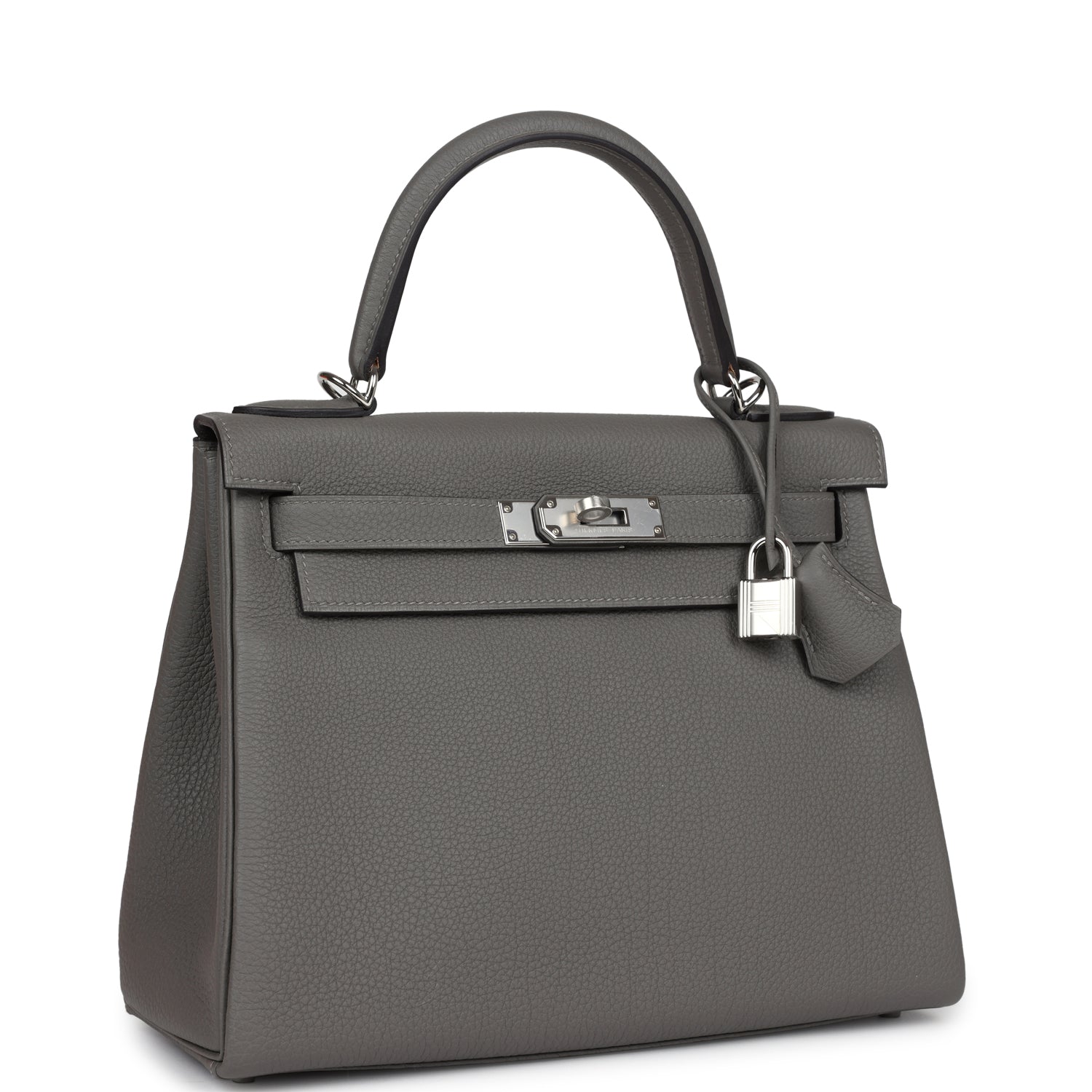 Kelly Retourne 28 Gris Meyer Togo Palladium Hardware