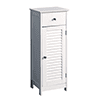 Sesslife Small Bathroom Floor Storage Cabinet, Free Standing Kitchen Cupboard Wooden Cabinet with 1 Door, White