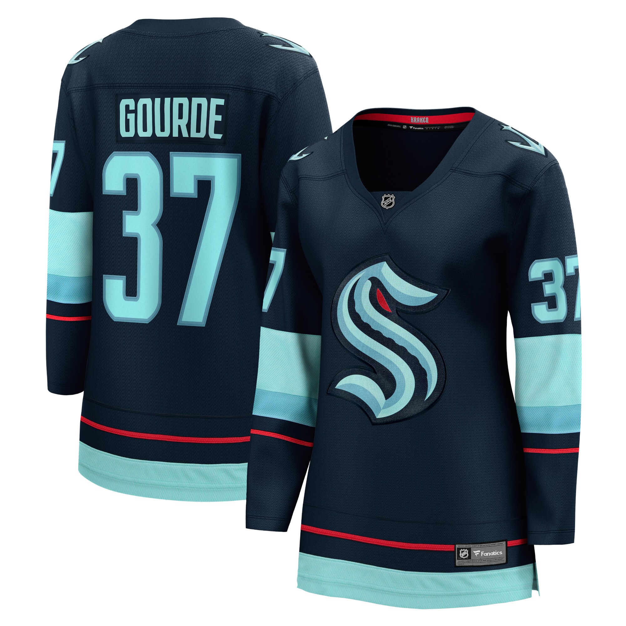 Yanni Gourde Seattle Kraken Fanatics Women’s Home Breakaway   Jersey – Navy