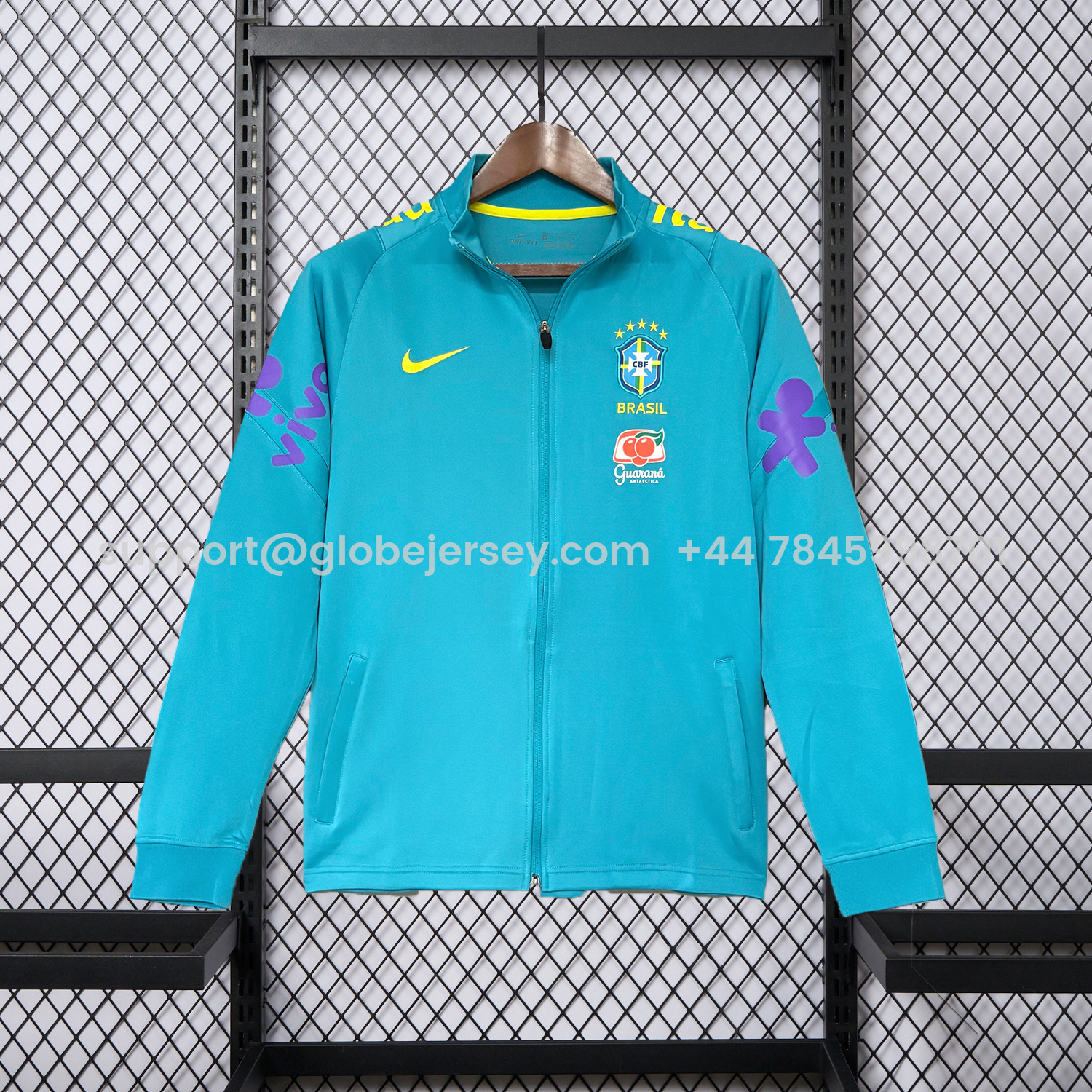 Retro Brazil 2022 Pre-Match Cyan Unsponsored Windbreaker