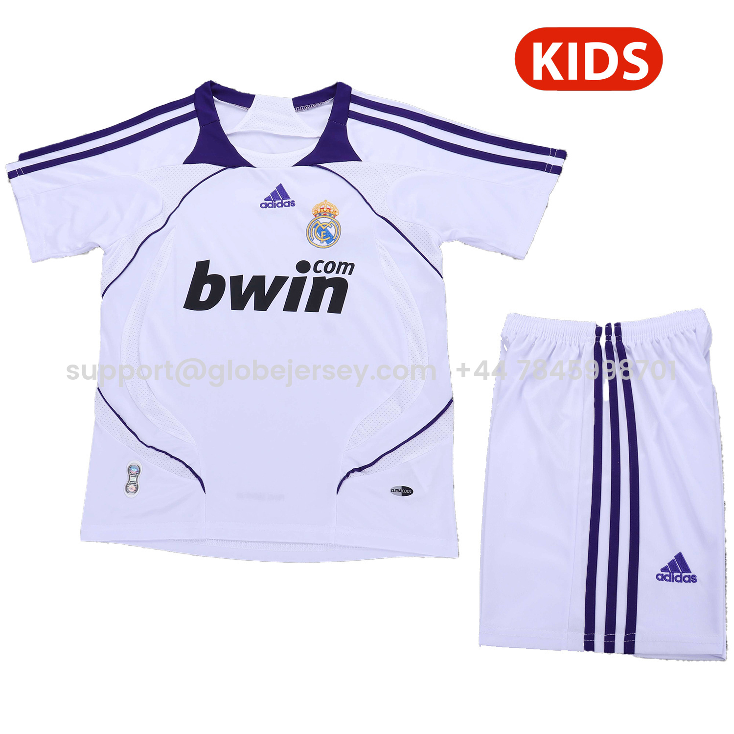 Retro Real Madrid 2007-08 Home Kids Kit