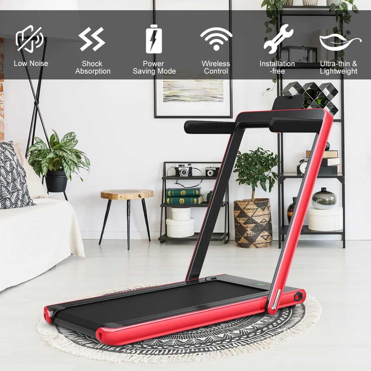 Gymax Motorized Treadmill Folding Under Desk Electric Treadmill W/APP Red