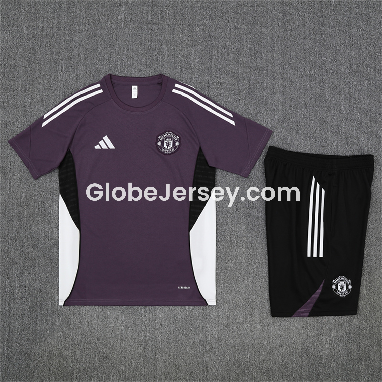 Manchester United 25-26 Kids Short-Sleeve Training Set - Purple Top & Black shorts