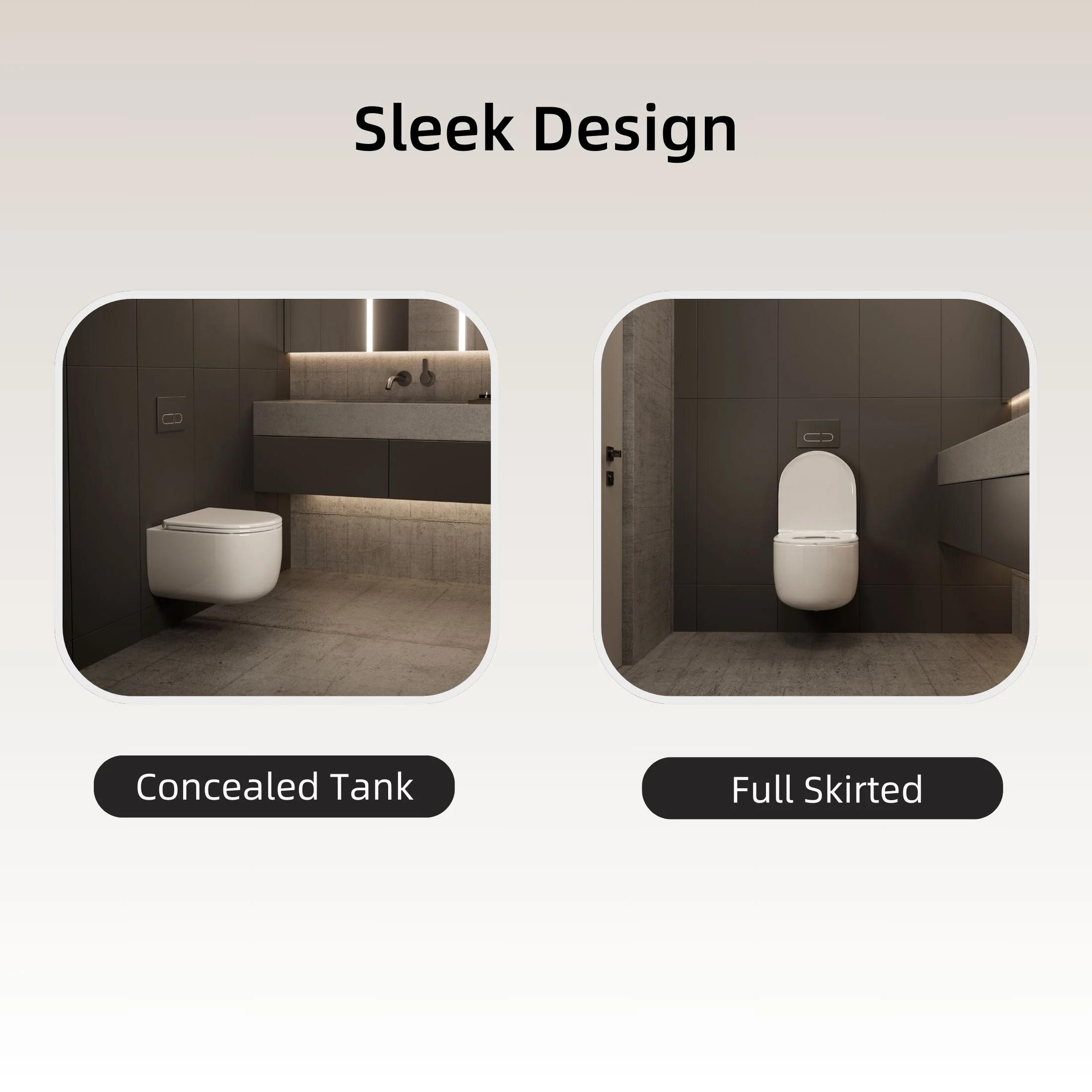 Los Flexi Compact Wall-Mount Toilet Set - Round Bowl, In-Wall Tank, Tornado Flush, Actuator Plate Included