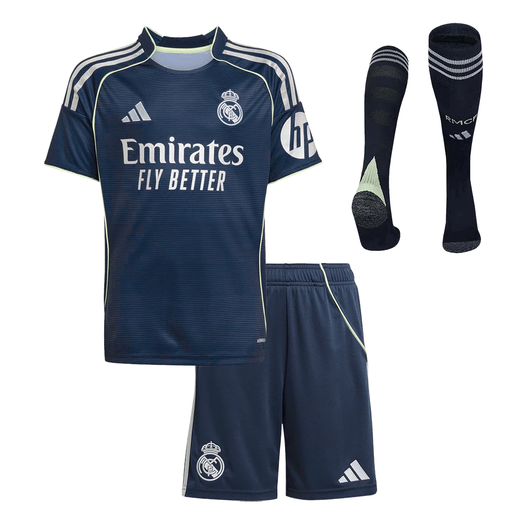 Real Madrid Away Kid's Soccer Full Kit 2025/26 - Jersey+Shorts-Socks