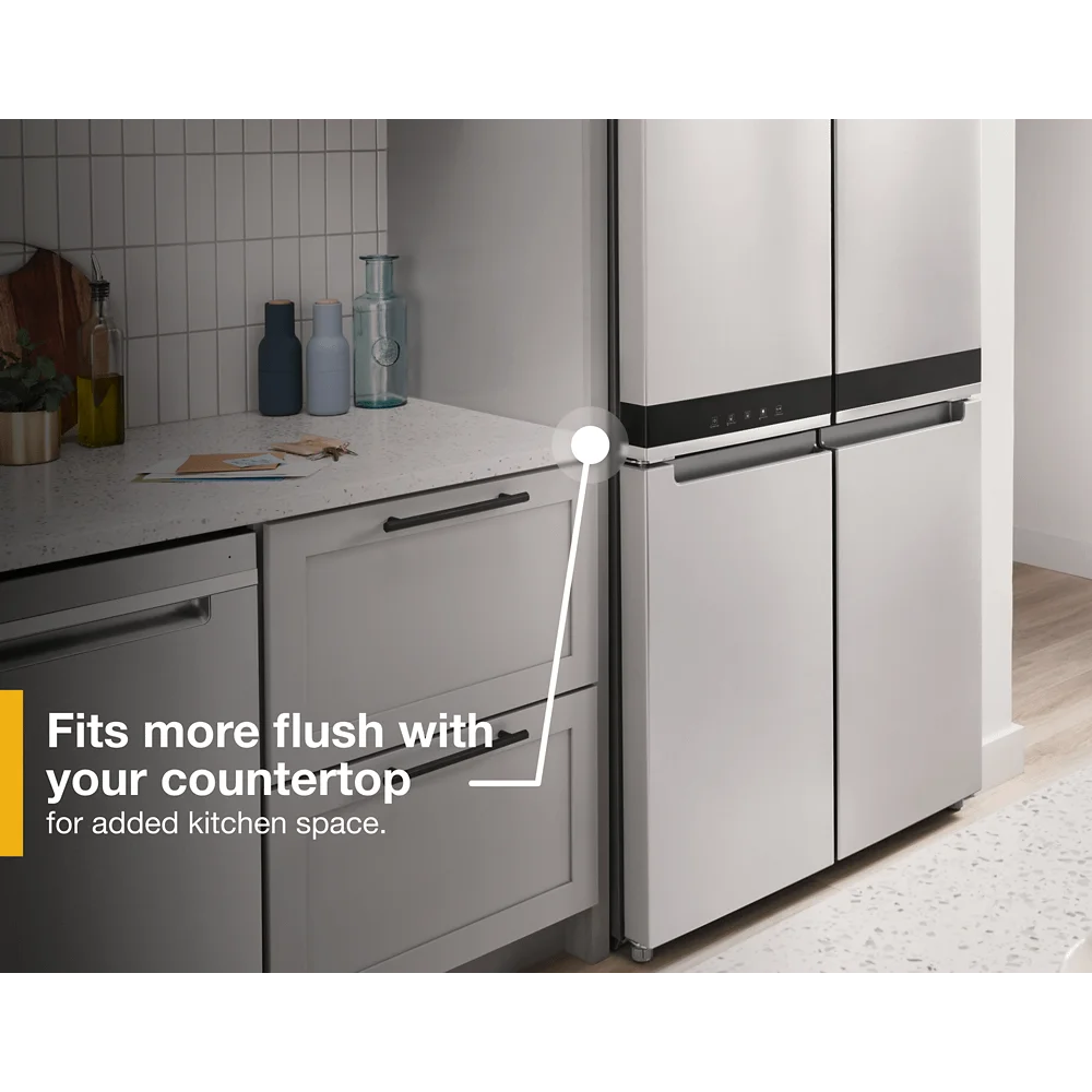 Whirlpool Counter Depth 4 Door Refrigerator, Metallic Steel, 36