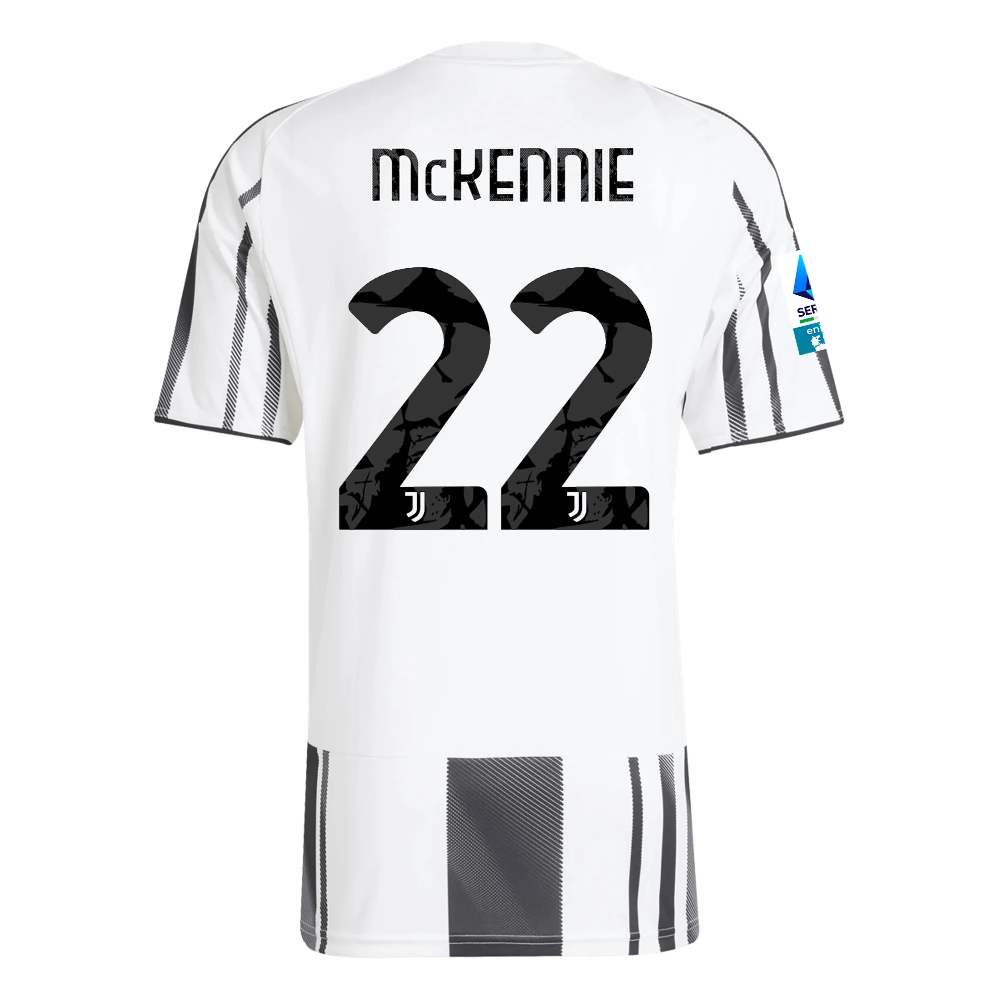adidas Men's Juventus Weston McKennie Home Jersey w/ Serie A Patch 25/26 (White/Black/Pink)