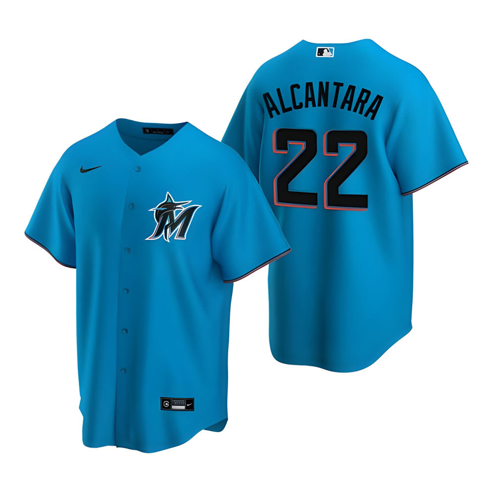 Mens Miami Marlins Sandy Alcantara Cool Base Replica Jersey Teal
