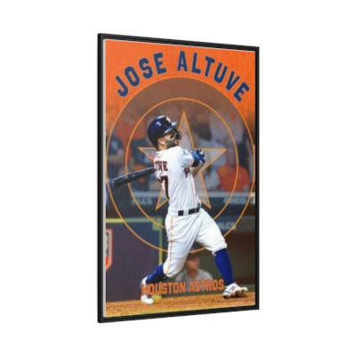 Jose Altuve Houston Astros Home Run Swing Premium Wall Art Framed Canvas