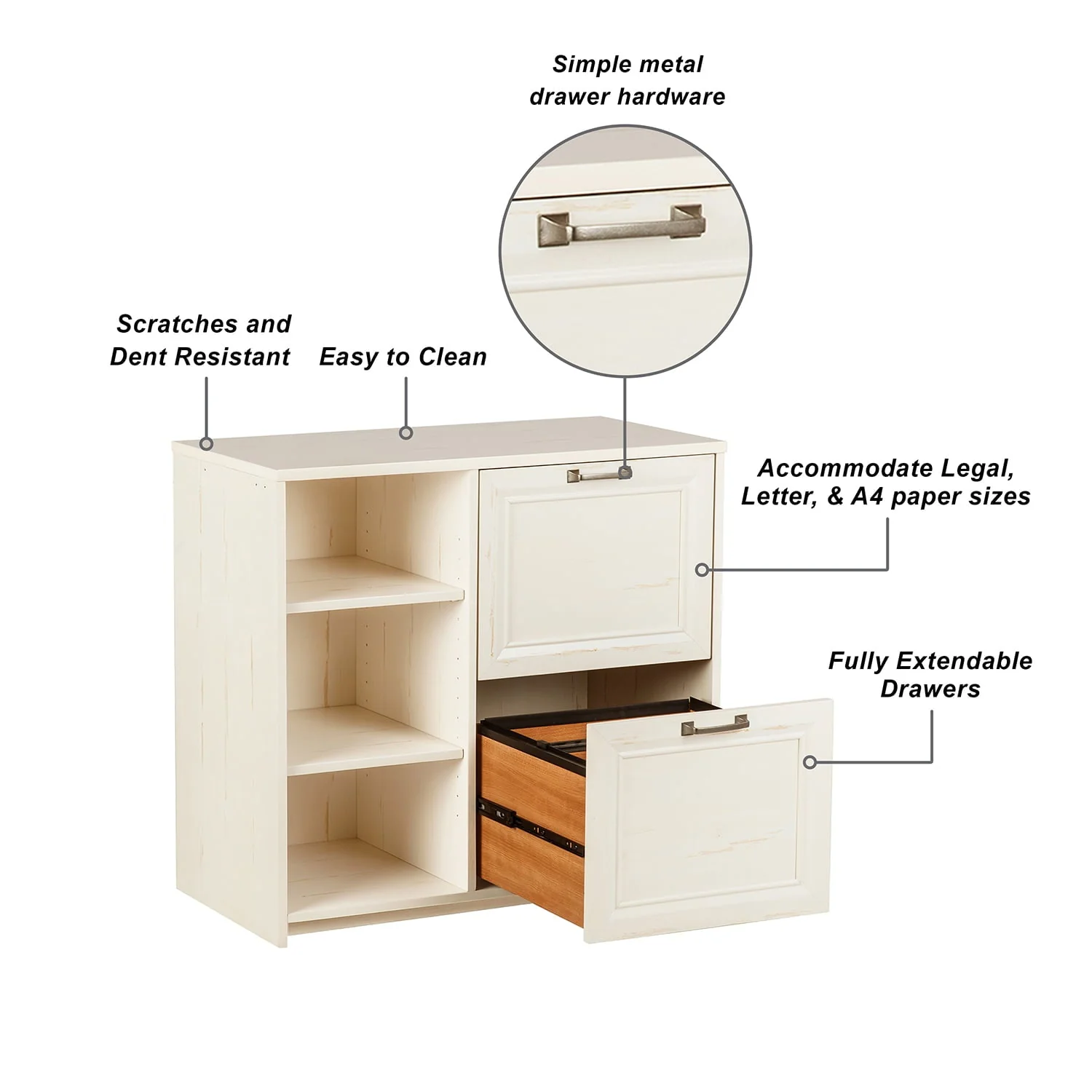 Saint Birch Hawksbury Antique White 2-Door File Cabinet
