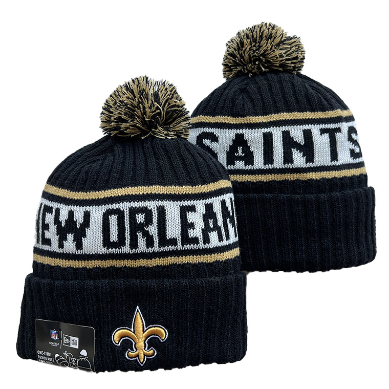 Men's  Black New Orleans Saints Repeat Cuffed Knit Hat with Pom