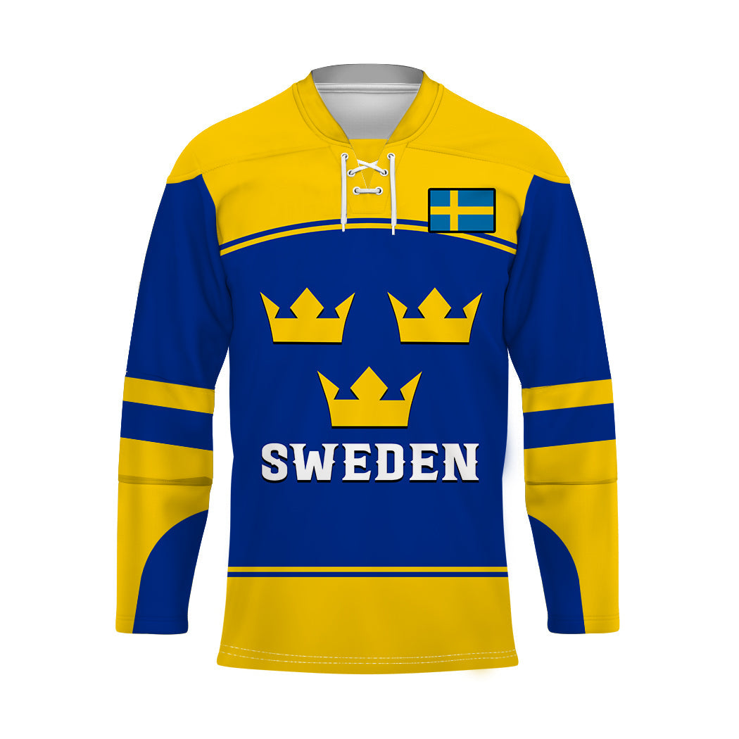 (Custom Text And Number) Sweden Hockey 2023 Sporty Style Hockey Jersey LT14