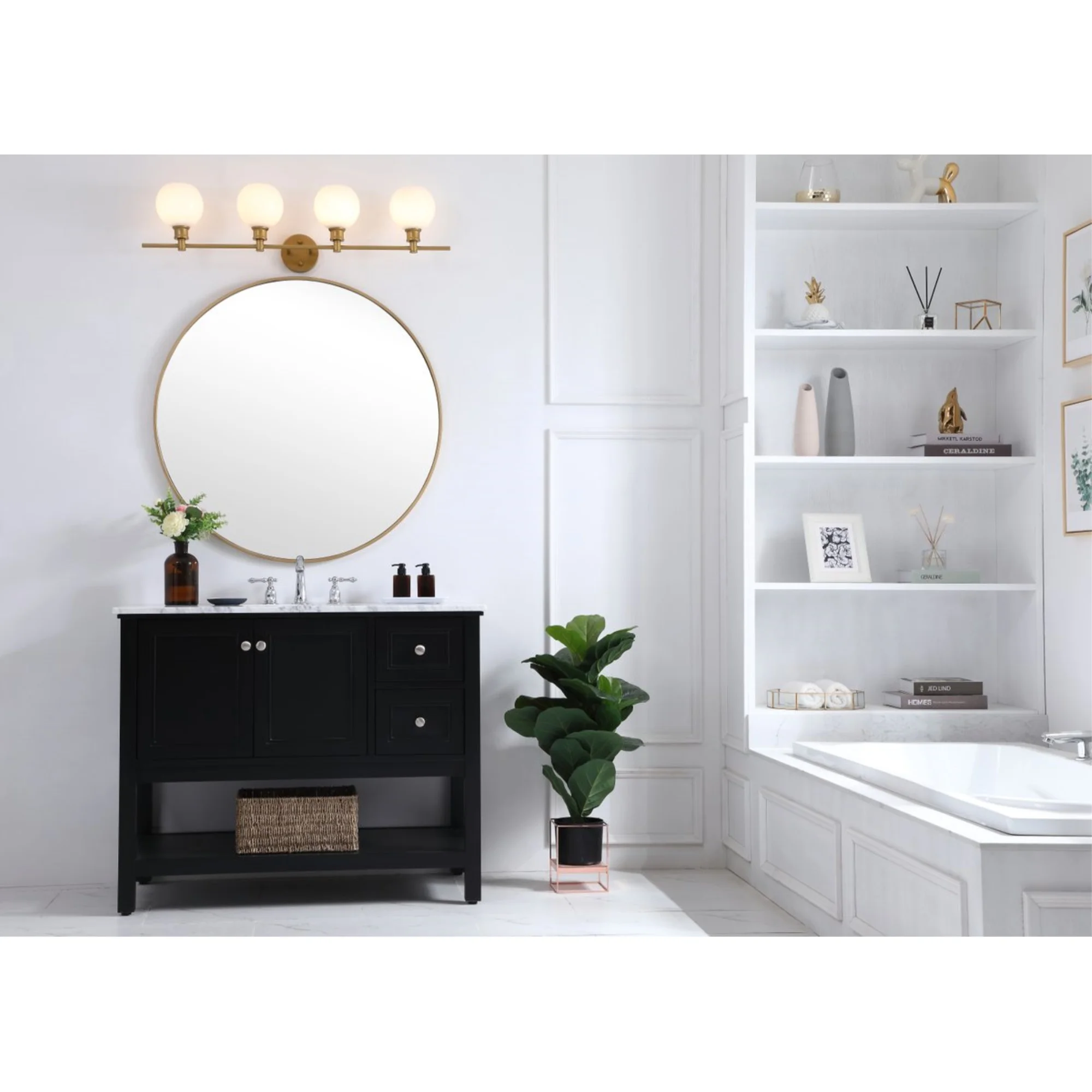 Collier 4 light Brass and Frosted white glass Wall sconce