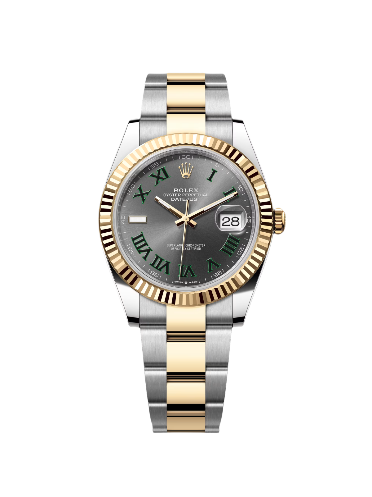 【Super Clone】RLX  Datejust 41mm 126333 Two-Tone Yellow Gold Fluted Bezel Wimbledon Dial Oyster