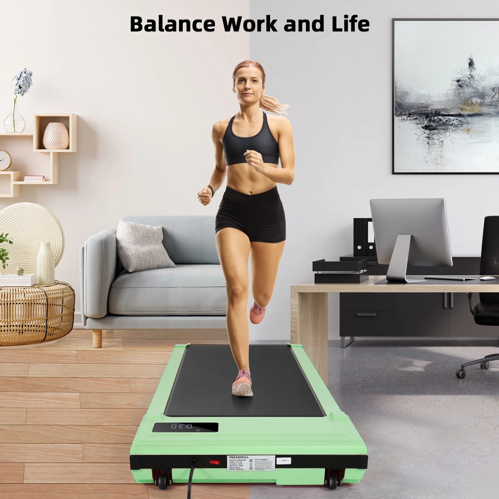 Walking Pad Treadmill, 2.5HP Under Desk Treadmill with Remote Control and LED Display, Portable Walking Treadmill for Home Office, Walking Jogging Machine with 300 lbs Weight Capacity