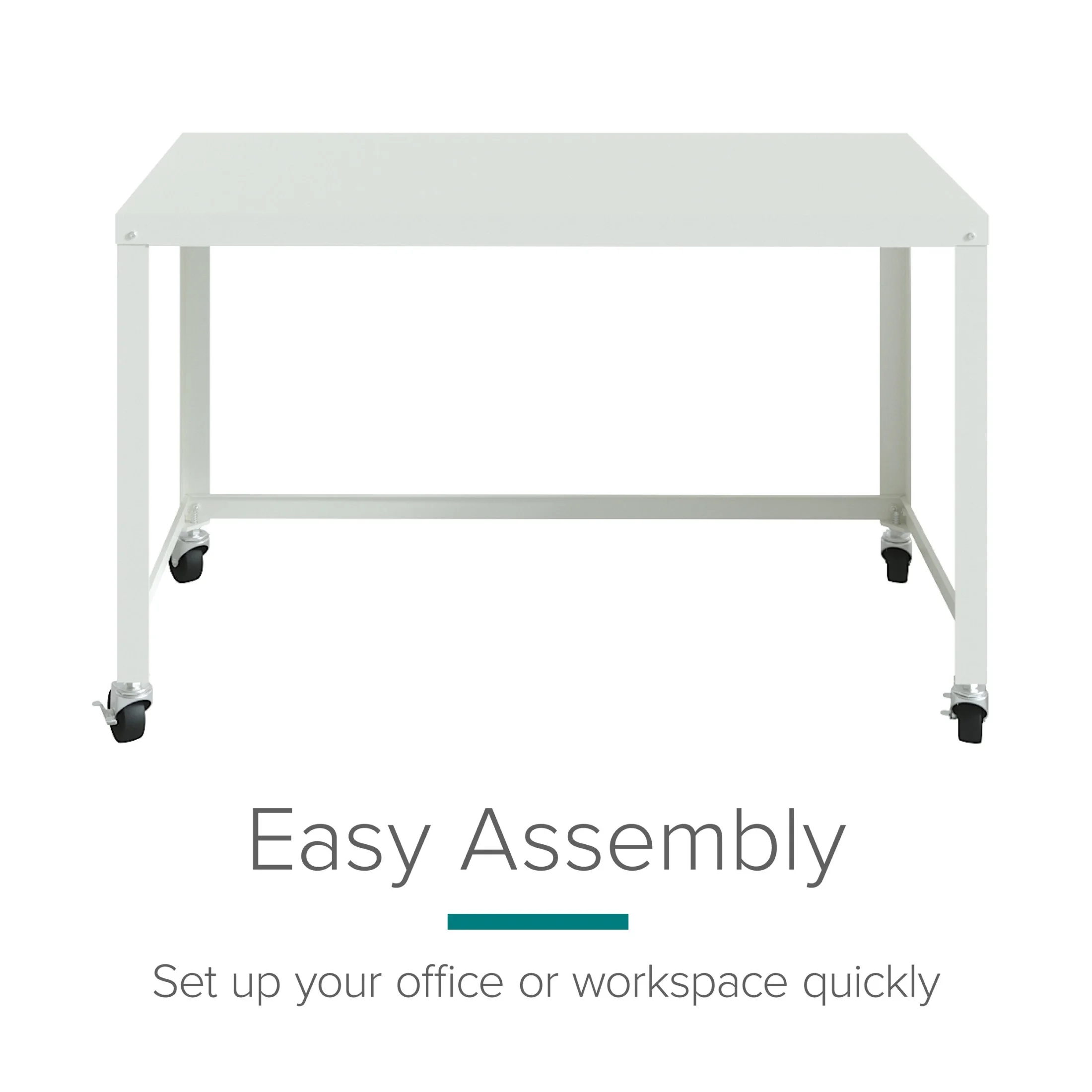 Space Solutions Ready-to-Assemble 48-inch Wide Mobile Metal Desk for Home Office, Navy