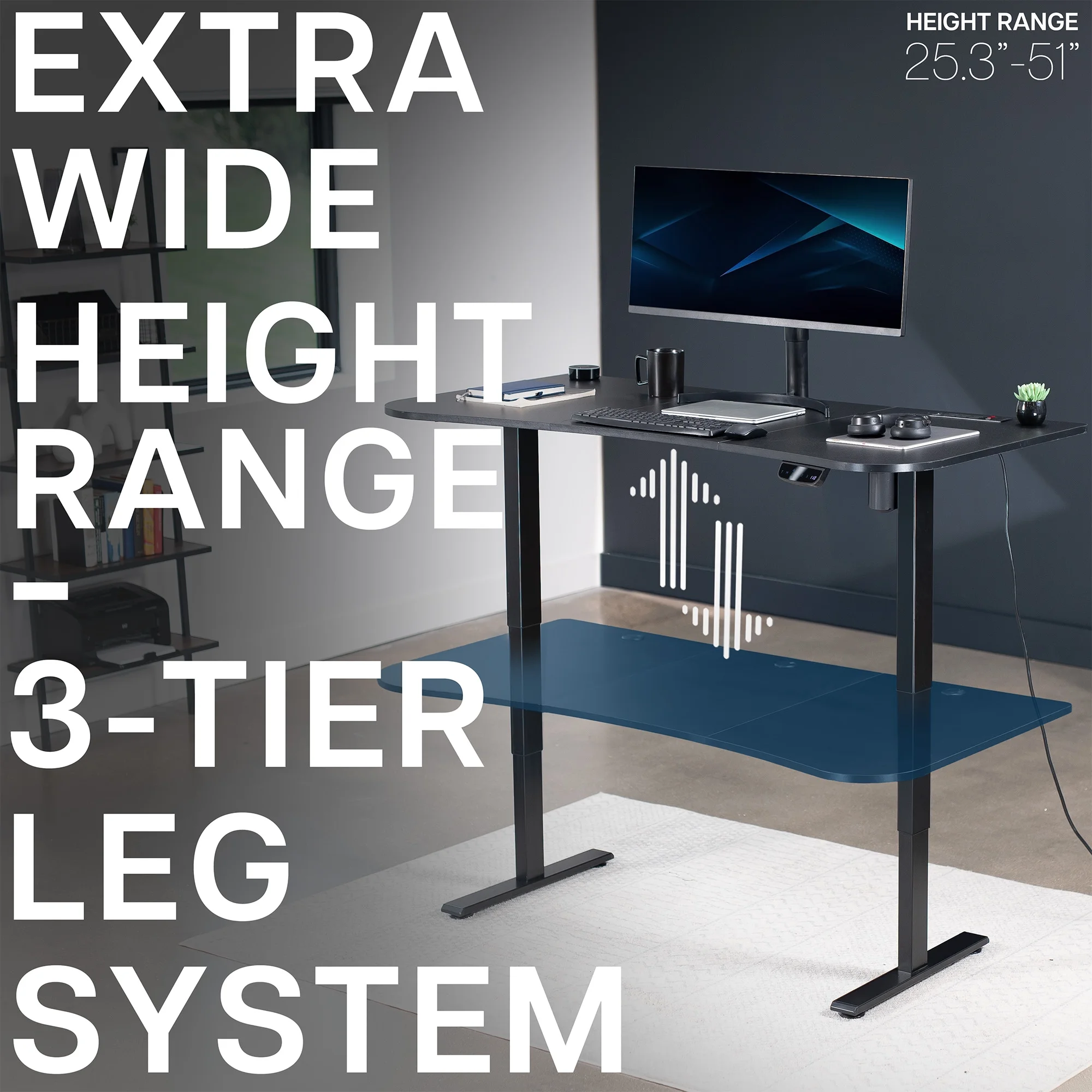 VIVO Reclaimed Wood / Black 63�?x 32�?Electric Height Adjustable Stand Up Desk
