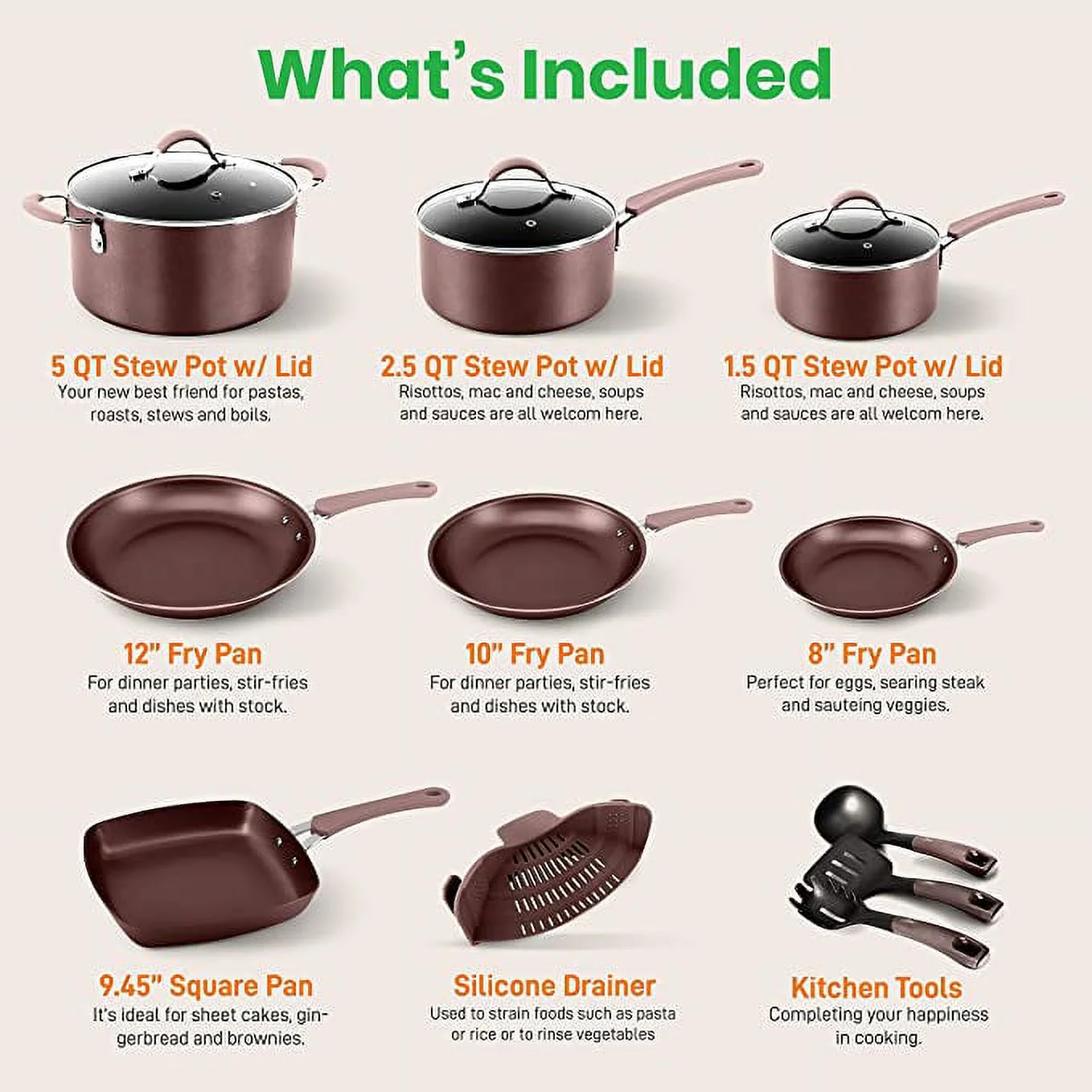 NutriChef NCCW20S 20-Piece Kitchenware Pots and Pans Set
