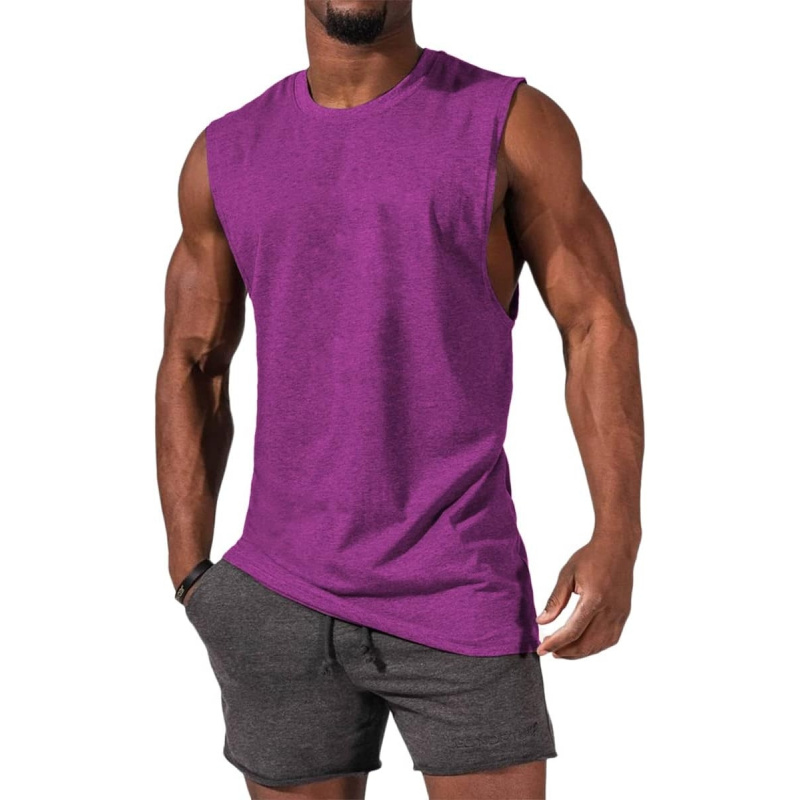 Men's Sleeveless Tank Tops Crewneck Solid Loose Fit Shirt