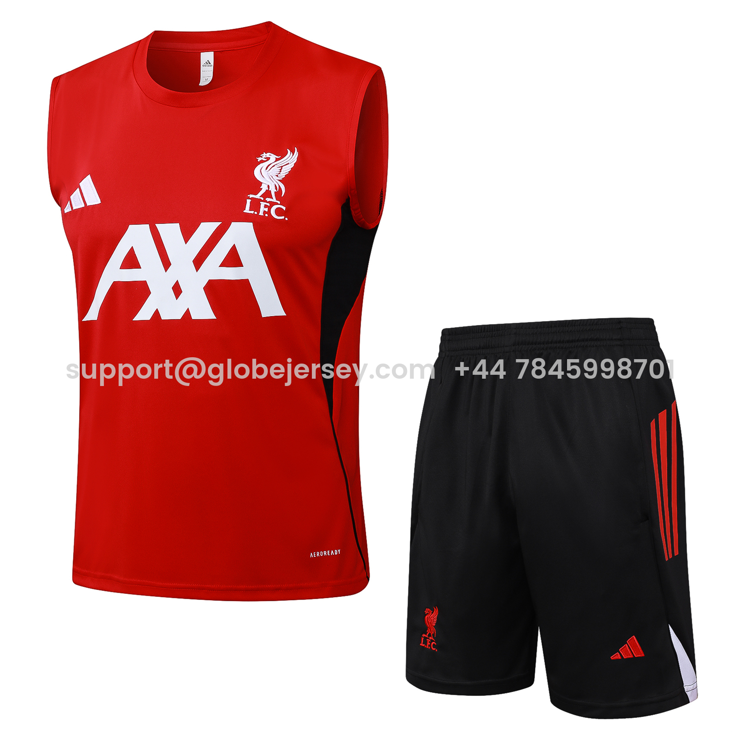 Liver.pool 25-26 Vest Training Set - Red Vest & Black Shorts