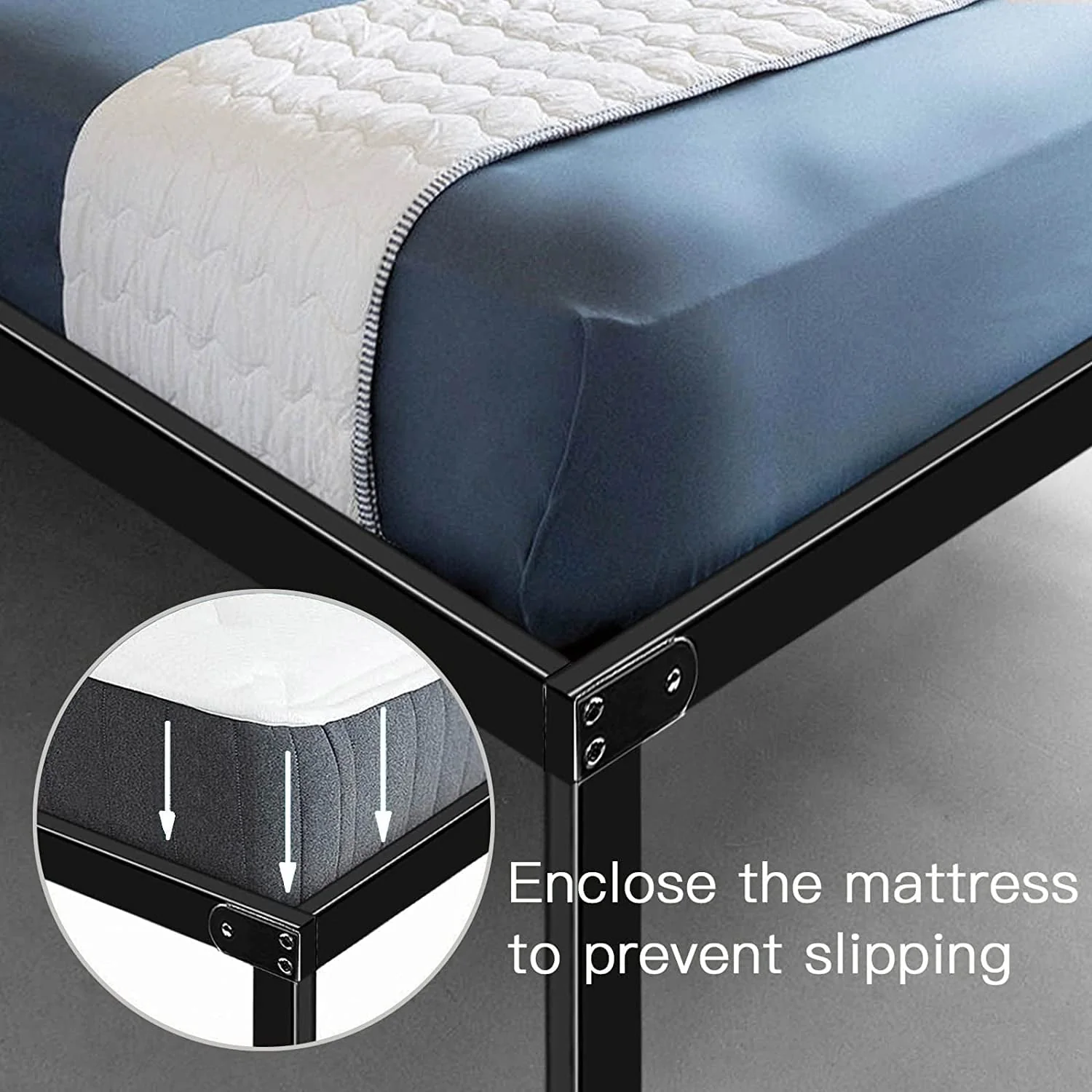 HAAGEEP King Bed Frame 18'' High Bedframes Platform No Box Spring Needed with Storage Heavy Duty