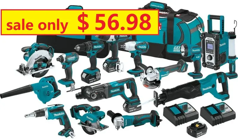 15-Piece Cordless Power Tool Combo Kit with Fast-Charging Battery and Charger