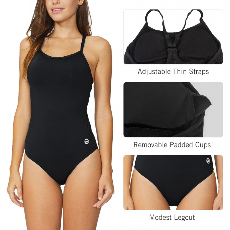 Women's Athletic Training Adjustable Strap One Piece Swimsuit