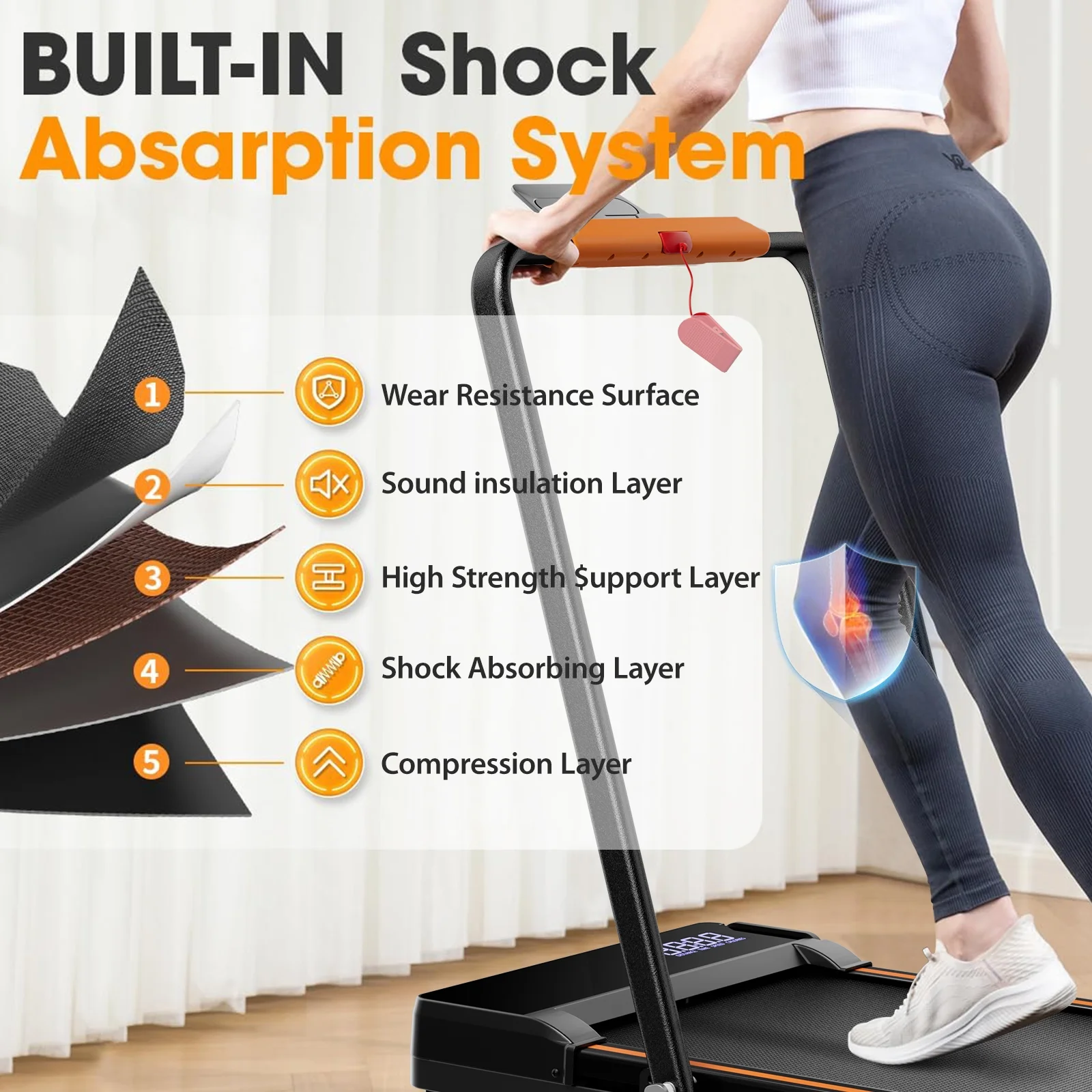 CoolHut Walking Pad, Under Desk Treadmill, 4-in-1 Home/Office Treadmill, Compact and Portable Foldable Treadmill, No Installation, Low Noise, LED Display,300 lb. Capacity with Remote Control